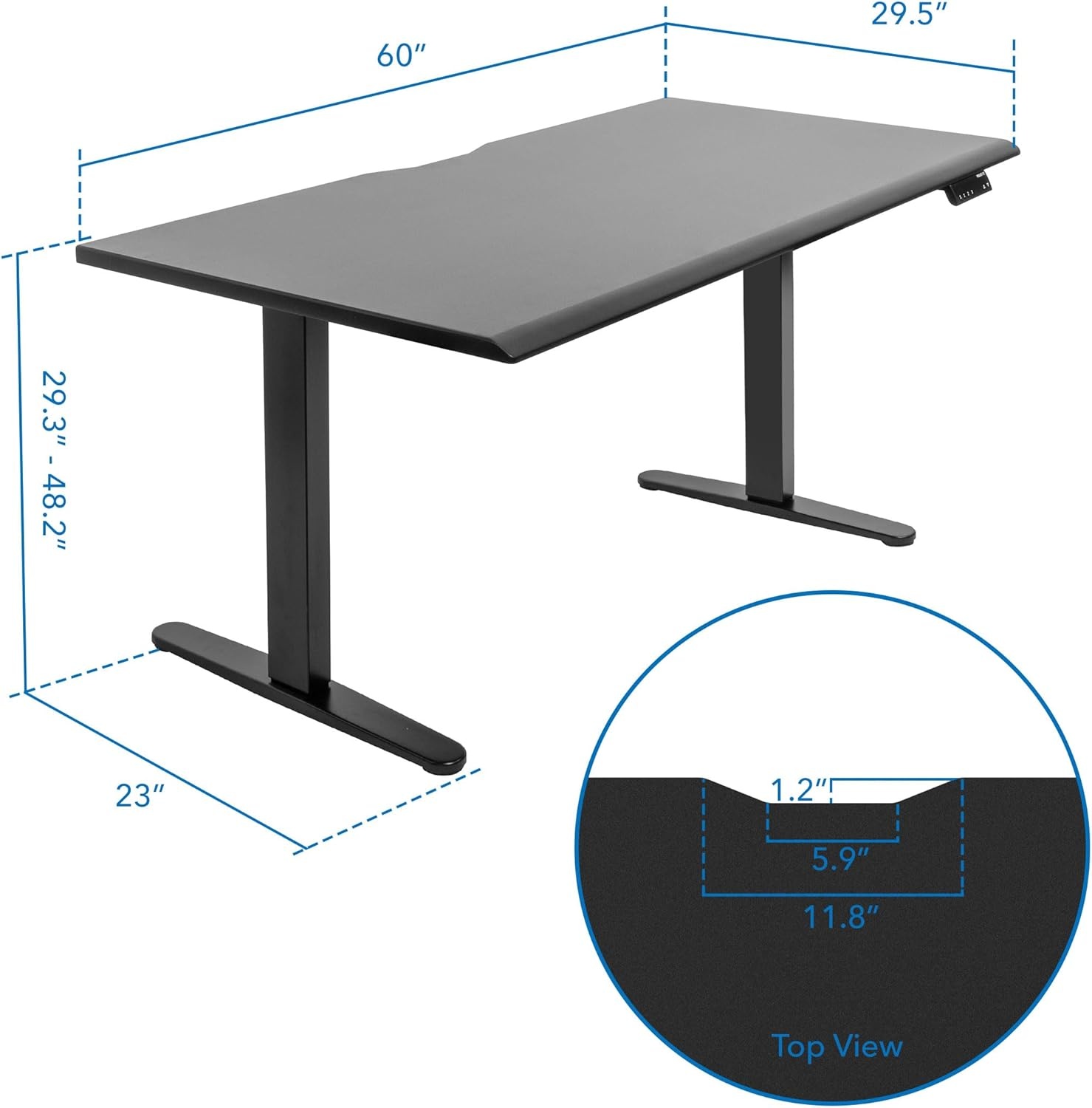 image:imageMountIt 72 White Electric Standing Desk ExtraLarge Adjustable Height Sit Stand Desk for Home Office or Studio with Memory Presets Beveled Edge OnePiece TopBlack