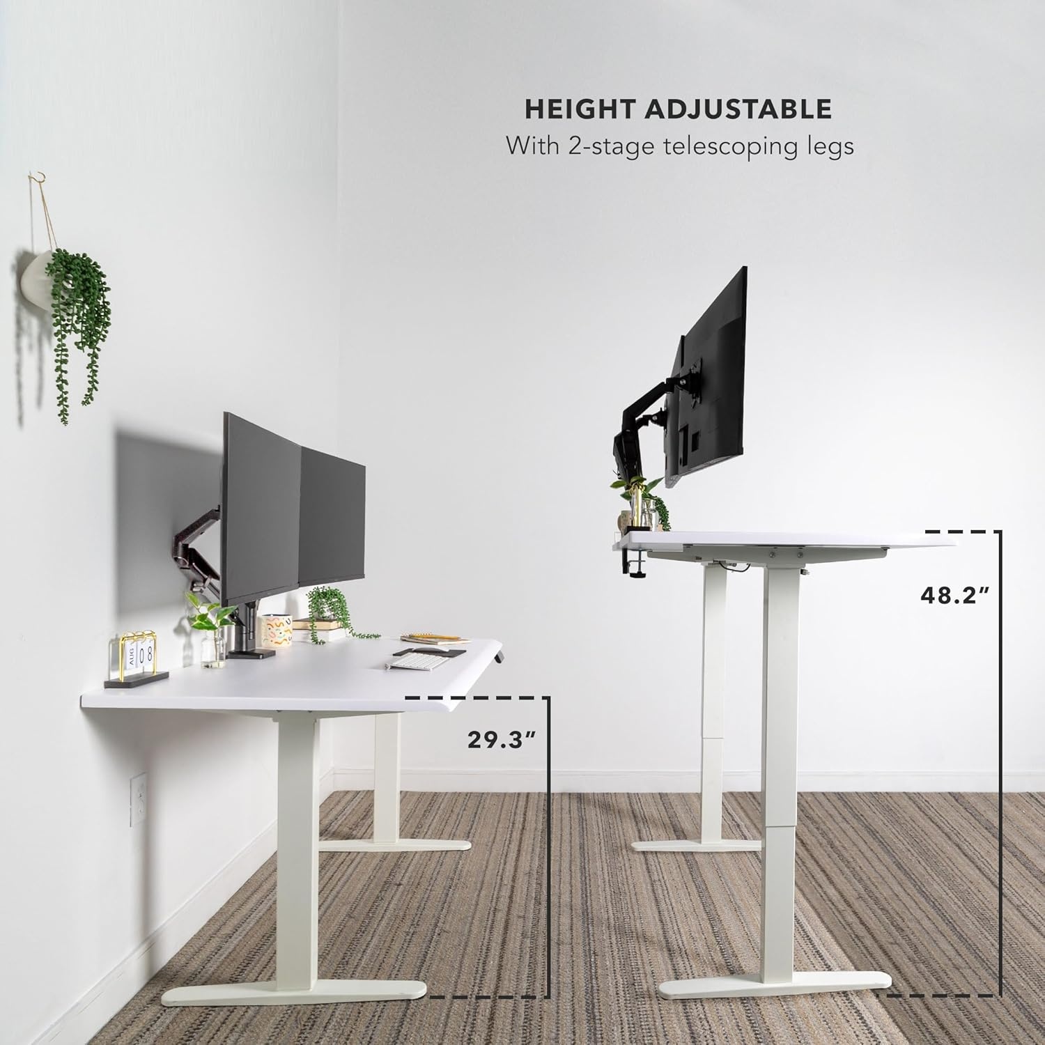 image:imageMountIt 72 White Electric Standing Desk ExtraLarge Adjustable Height Sit Stand Desk for Home Office or Studio with Memory Presets Beveled Edge OnePiece TopWhite