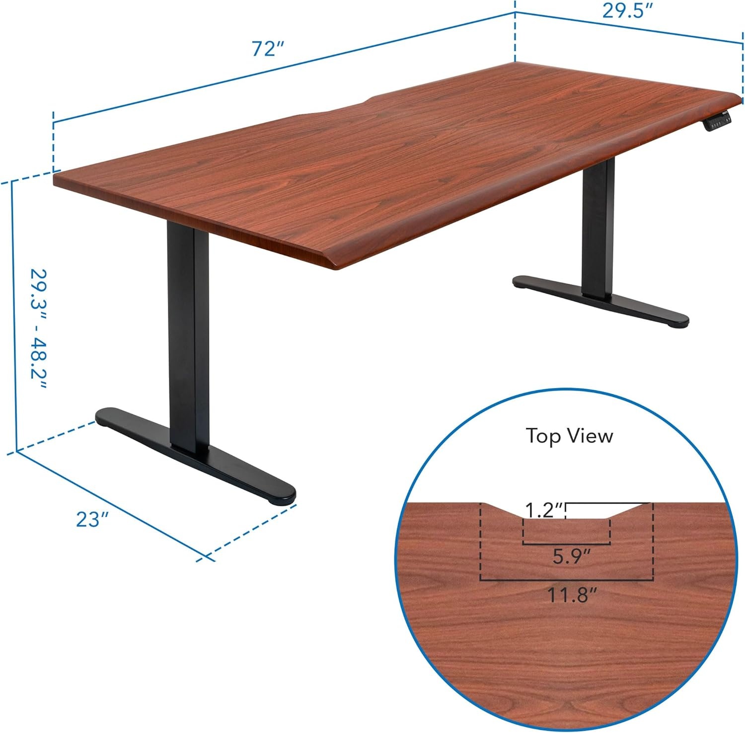 image:imageMountIt 72 White Electric Standing Desk ExtraLarge Adjustable Height Sit Stand Desk for Home Office or Studio with Memory Presets Beveled Edge OnePiece TopHazelnut