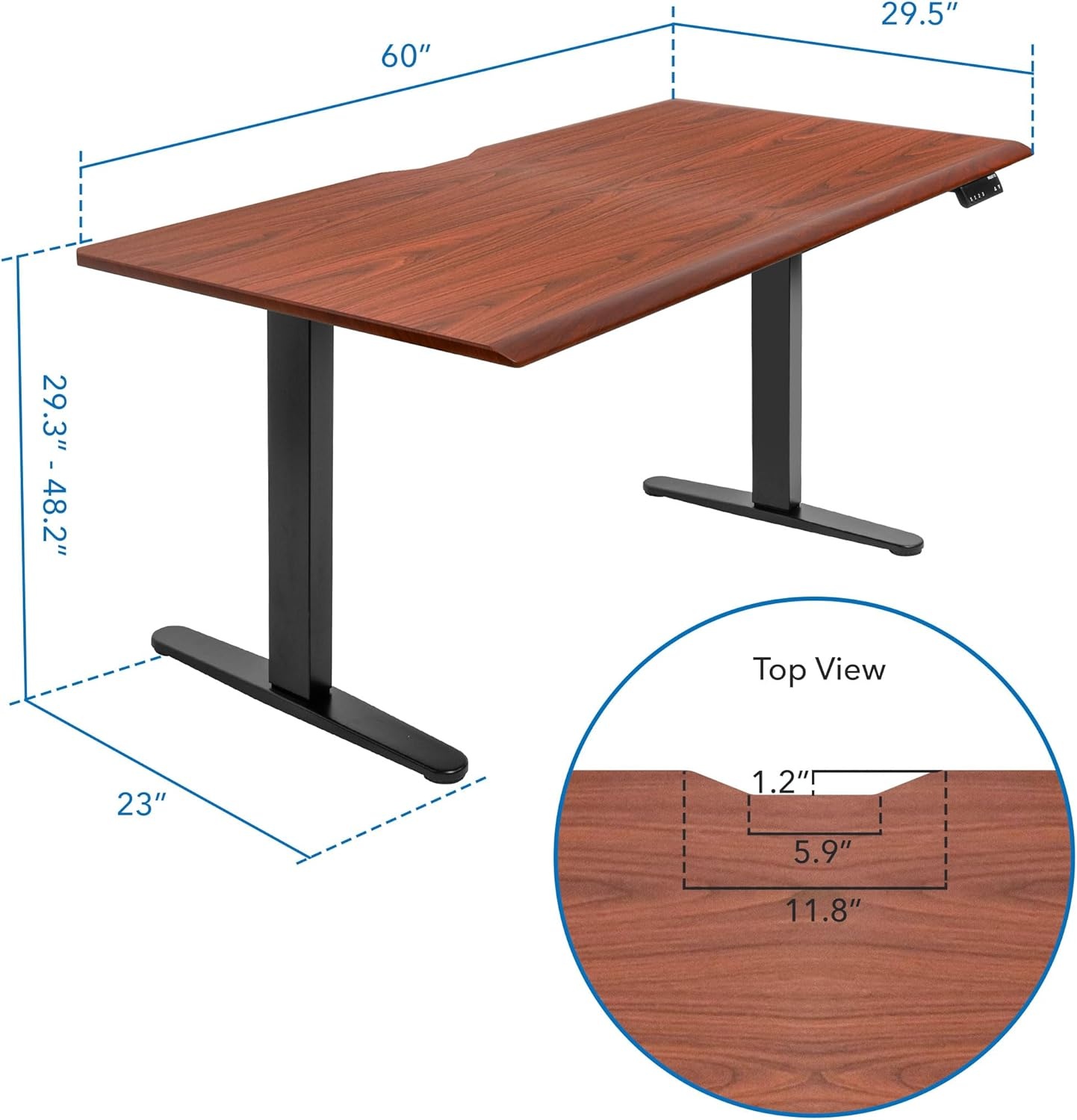 image:imageMountIt 72 White Electric Standing Desk ExtraLarge Adjustable Height Sit Stand Desk for Home Office or Studio with Memory Presets Beveled Edge OnePiece TopHazelnut