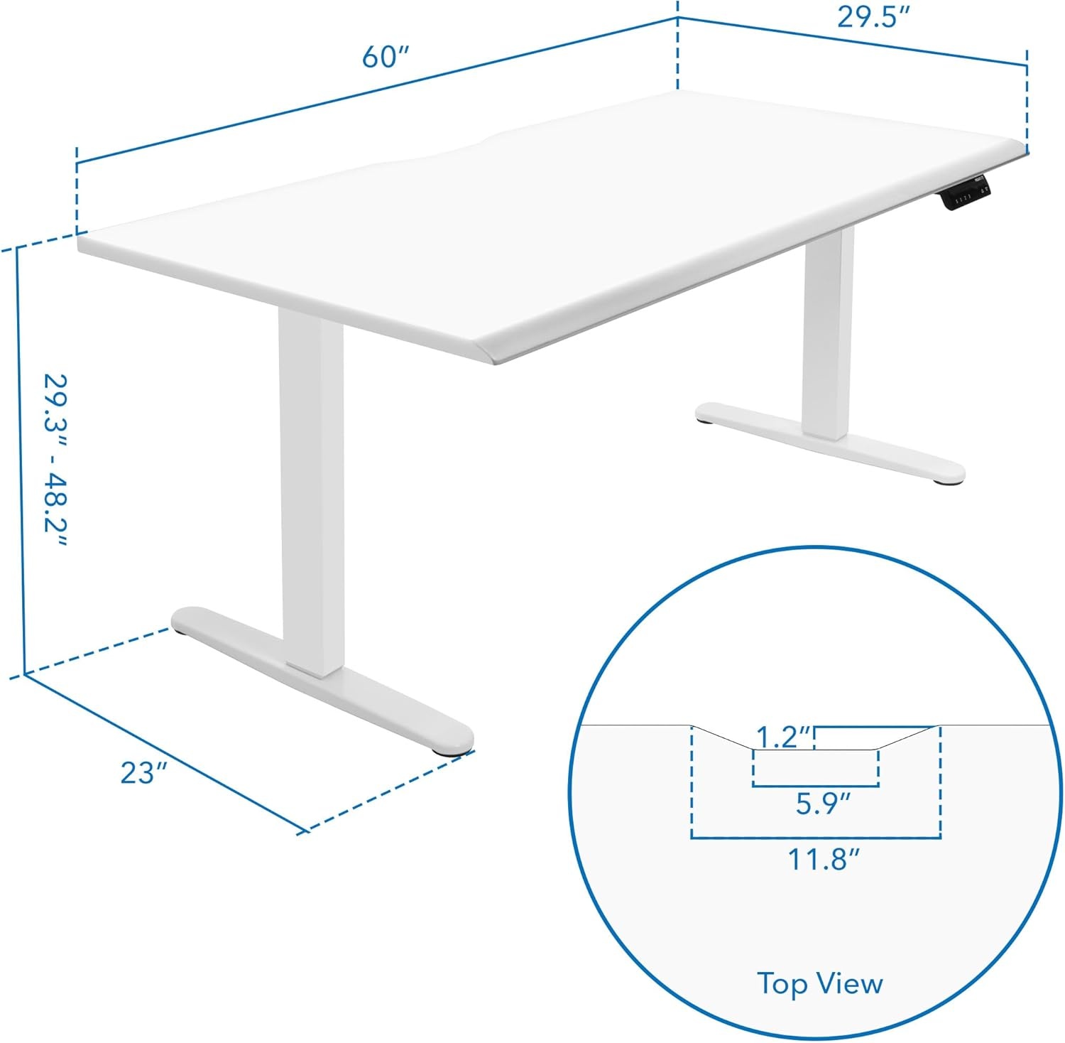 image:imageMountIt 72 White Electric Standing Desk ExtraLarge Adjustable Height Sit Stand Desk for Home Office or Studio with Memory Presets Beveled Edge OnePiece TopWhite