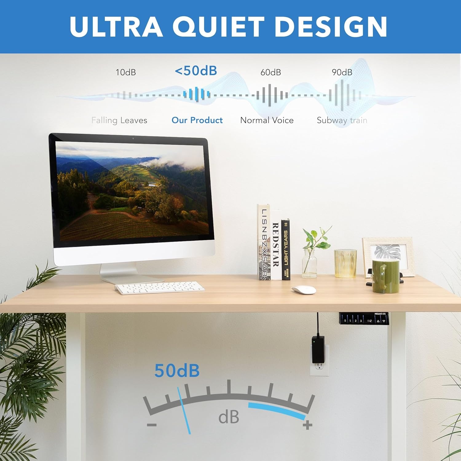 image:imageMountIt Dual Motor Electric Standing Desk Frame Height Adjustable Sit Stand Desk Legs 283472 220 lbs Capacity 3 Memory Presets AntiCollision ANSIBIFMA Certified Quiet lt50dB White