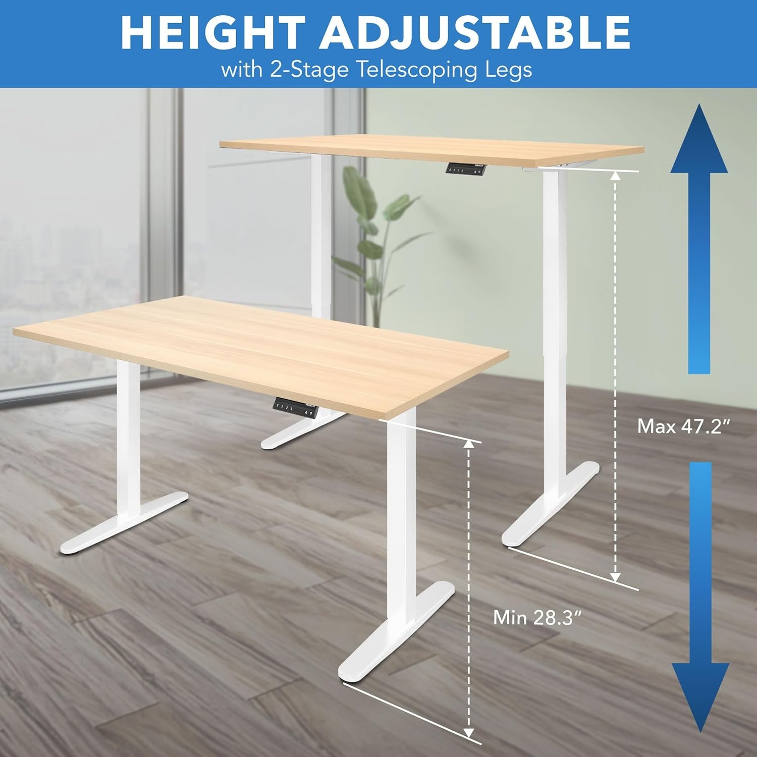 image:imageMountIt Dual Motor Electric Standing Desk Frame Height Adjustable Sit Stand Desk Legs 283472 220 lbs Capacity 3 Memory Presets AntiCollision ANSIBIFMA Certified Quiet lt50dB White