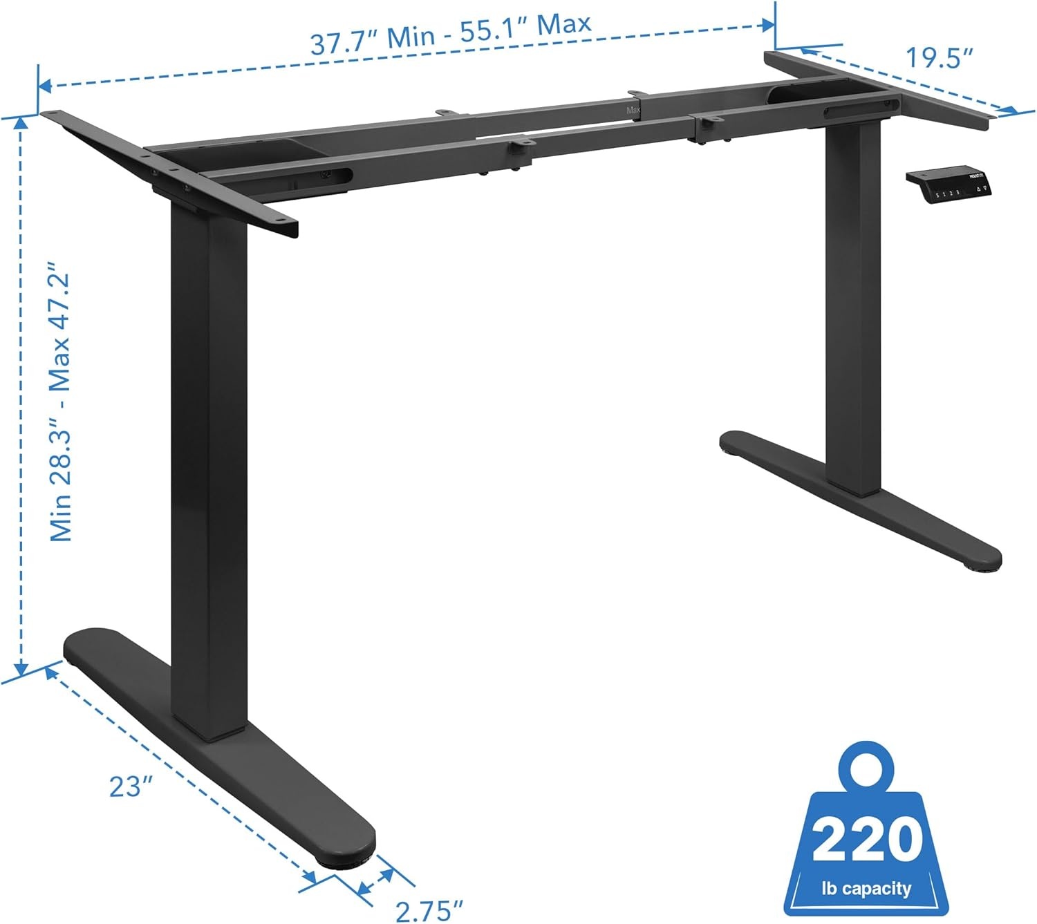 image:imageMountIt Dual Motor Electric Standing Desk Frame Height AdjustableBlack