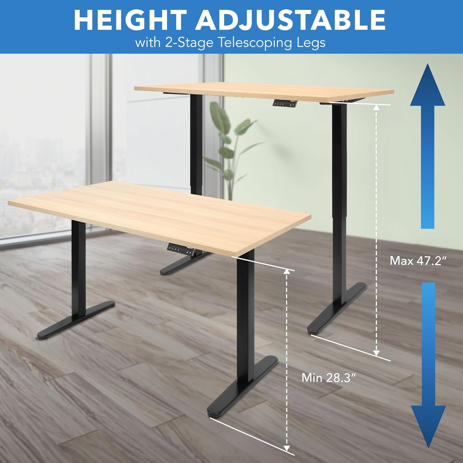 image:imageMountIt Dual Motor Electric Standing Desk Frame Height AdjustableBlack