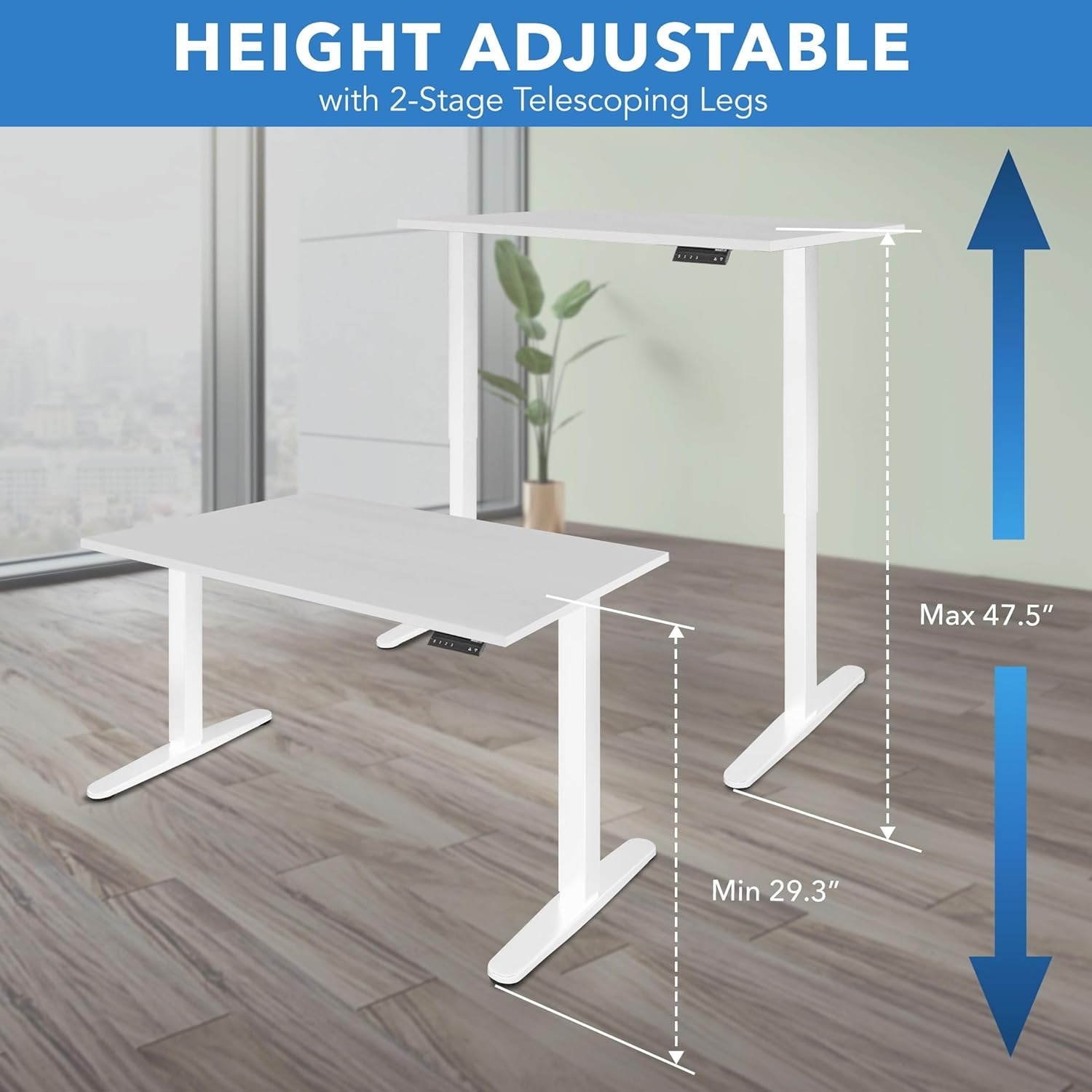 image:imageMountIt Dual Motor Electric Standing Desk with 48 Tabletop