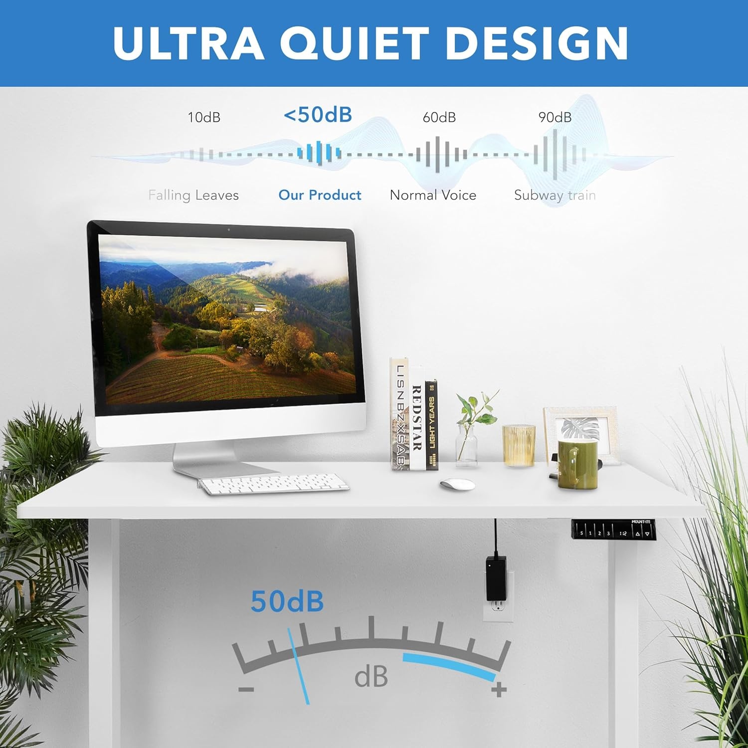 image:imageMountIt Dual Motor Electric Standing Desk with 48 Tabletop
