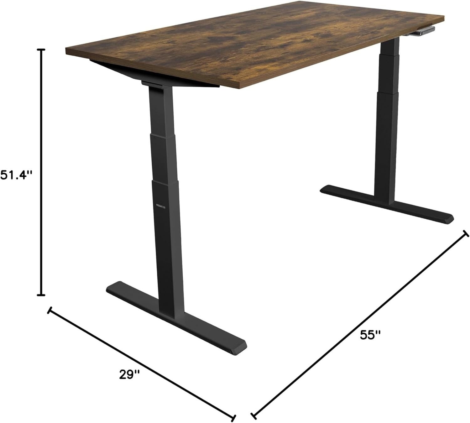 image:imageMountIt Dual Motor Electric Standing Desk with 55 Tabletop Black Base Oak Tabletop