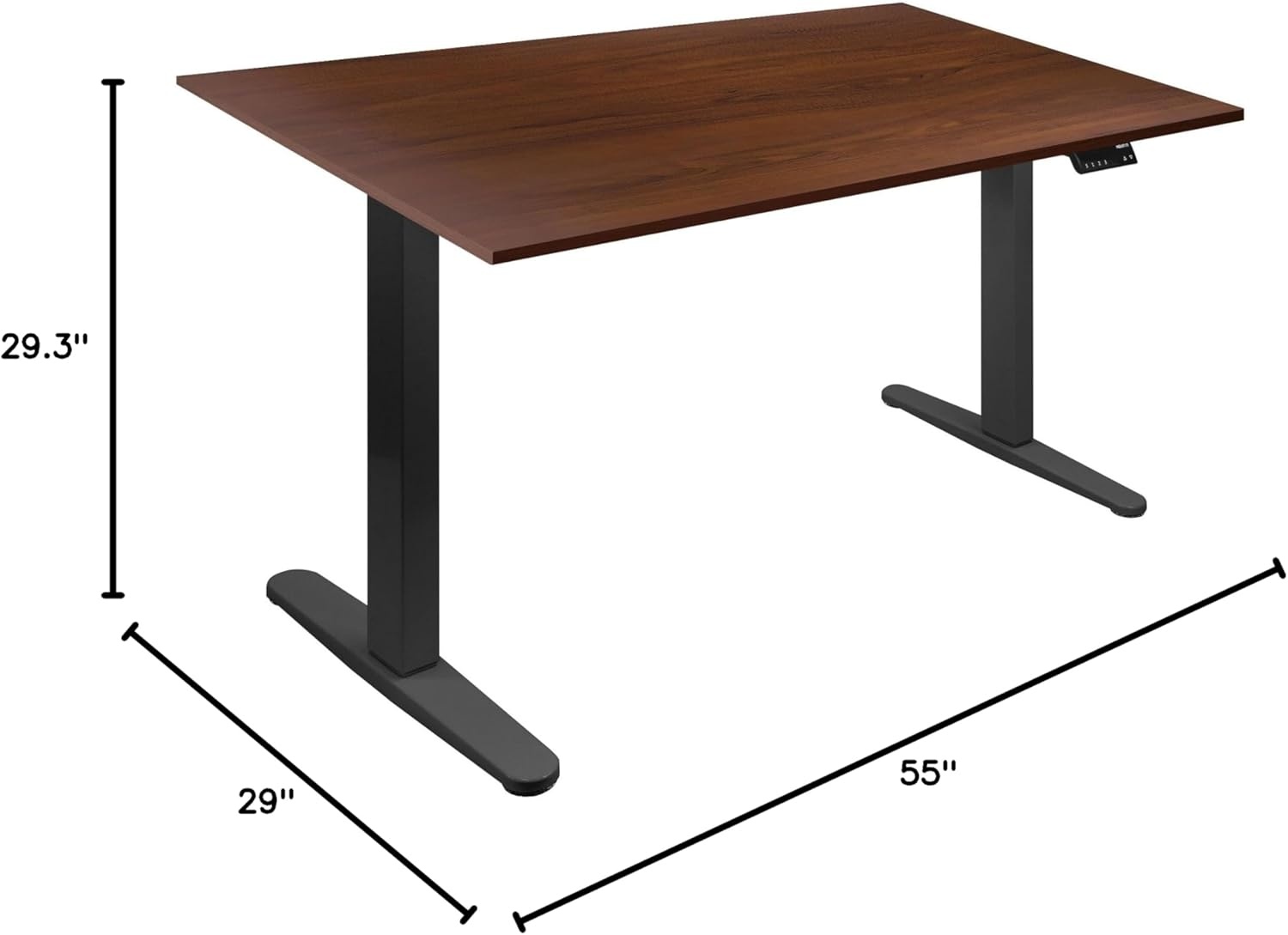 image:imageMountIt Dual Motor Electric Standing Desk with 55 Tabletop Black Base White TabletopBrown