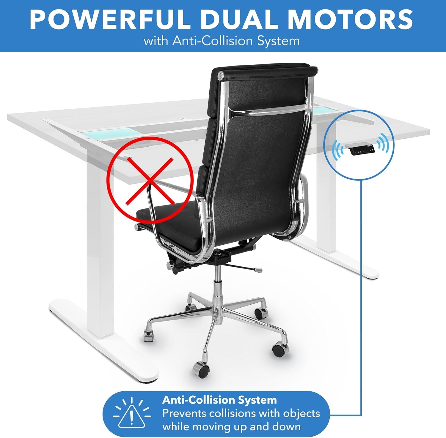 image:imageMountIt Dual Motor Electric Standing Desk with 55 Tabletop White BaseWhite