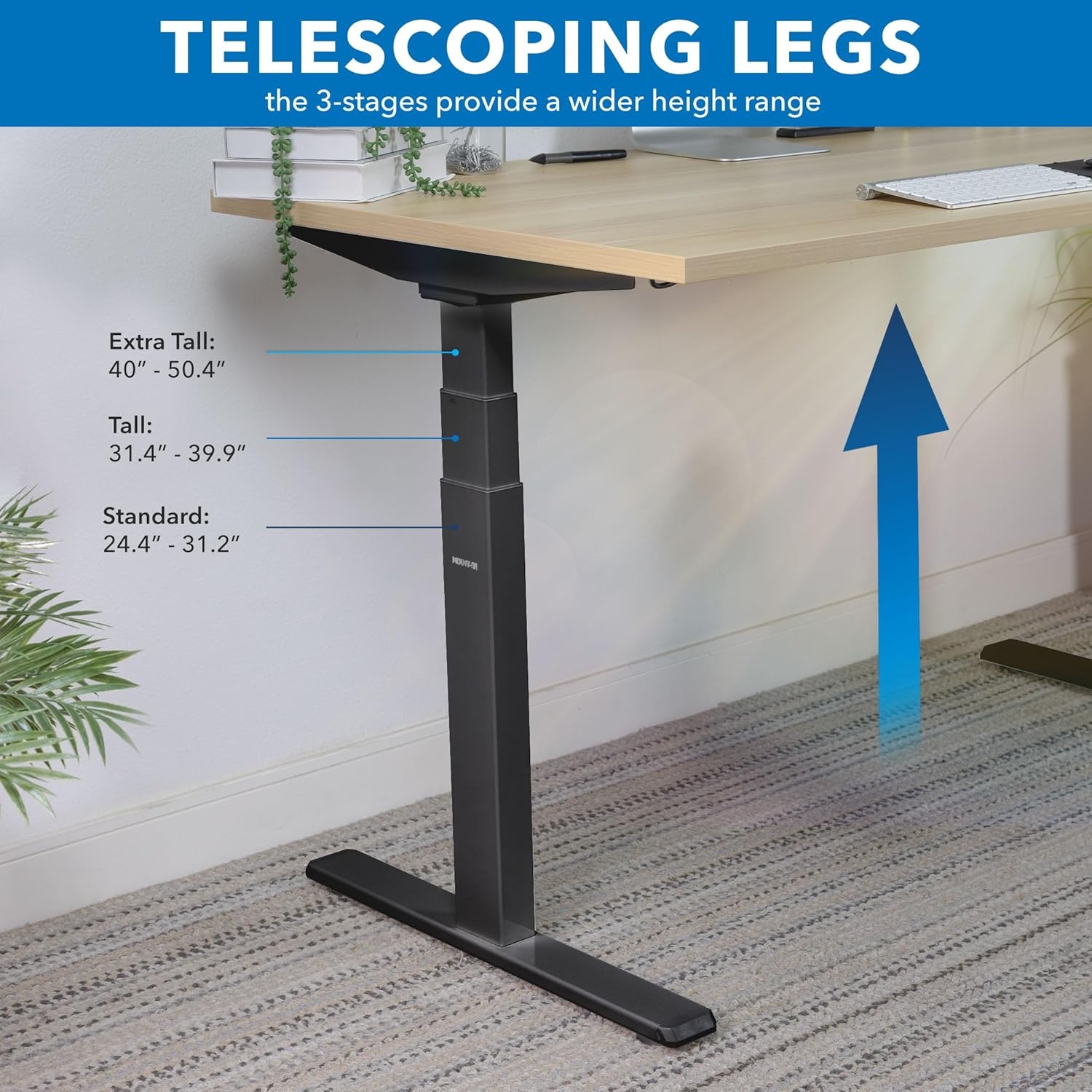 image:imageMountIt Electric Standing Desk Frame Dual Motor Standing Desk Legs Desk Frame Only Digital Screen Base Adjustable Computer Office Desk DIY Automatic Heavy Duty Black Rises to 504 Max HeightBlack