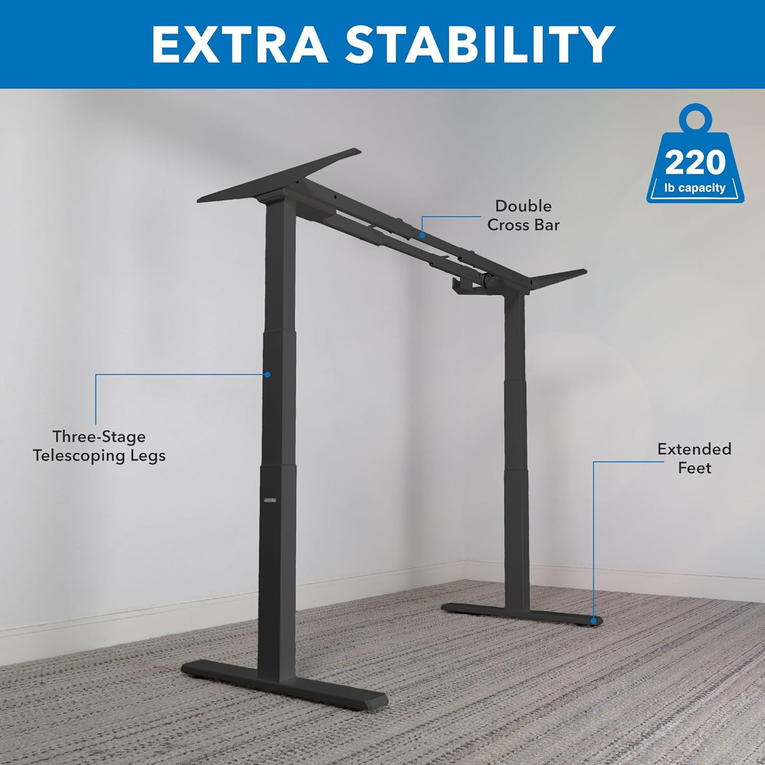 image:imageMountIt Electric Standing Desk Frame Dual Motor Standing Desk Legs Desk Frame Only Digital Screen Base Adjustable Computer Office Desk DIY Automatic Heavy Duty Black Rises to 504 Max HeightBlack
