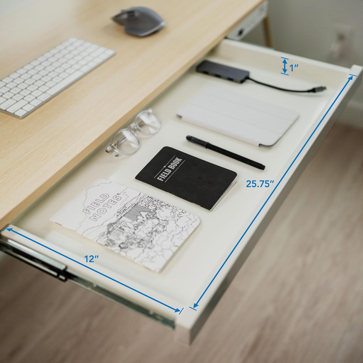 image:imageMountIt Electric Standing Desk with Drawer Adjustable Height SitStand Home Office Desk with Storage White with Maple Top 46 Tall 472 Wide x 283 Deep