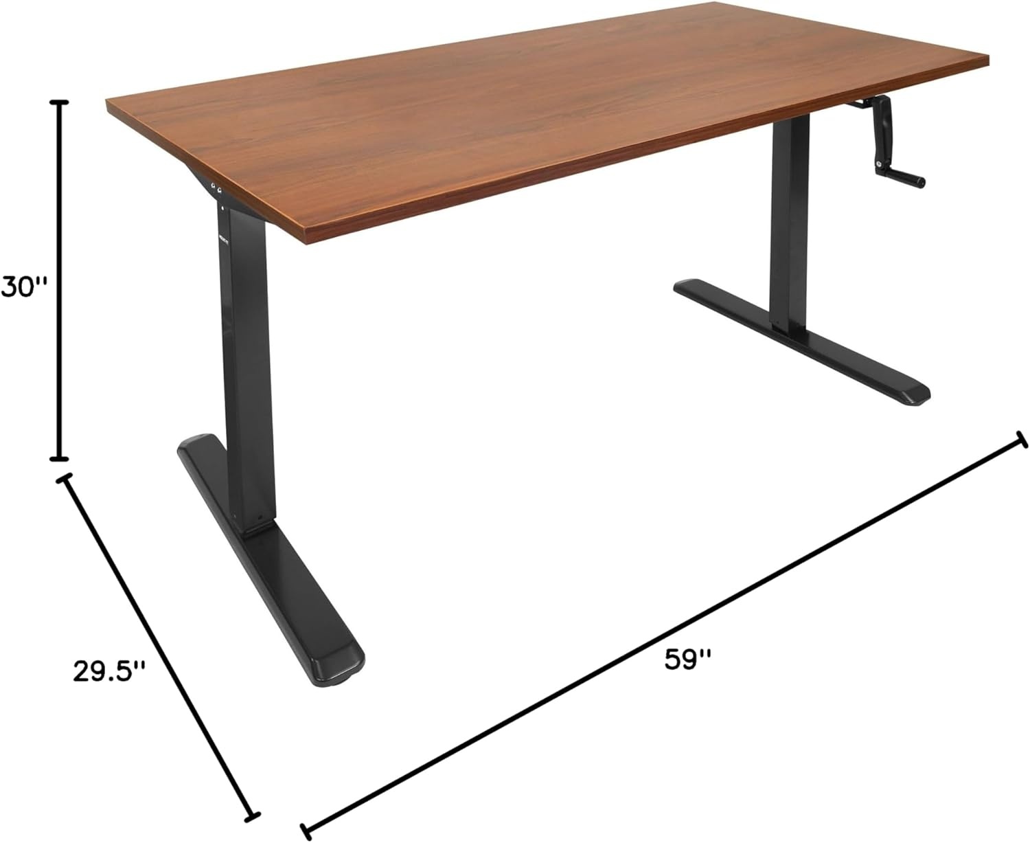 image:imageMountIt Hand Crank Standing Desk with 55 OnePiece Tabletop Crank Standing Desk for Home Office SitStand Workstation 132 lb Foldable Handle Black FrameHazelnut