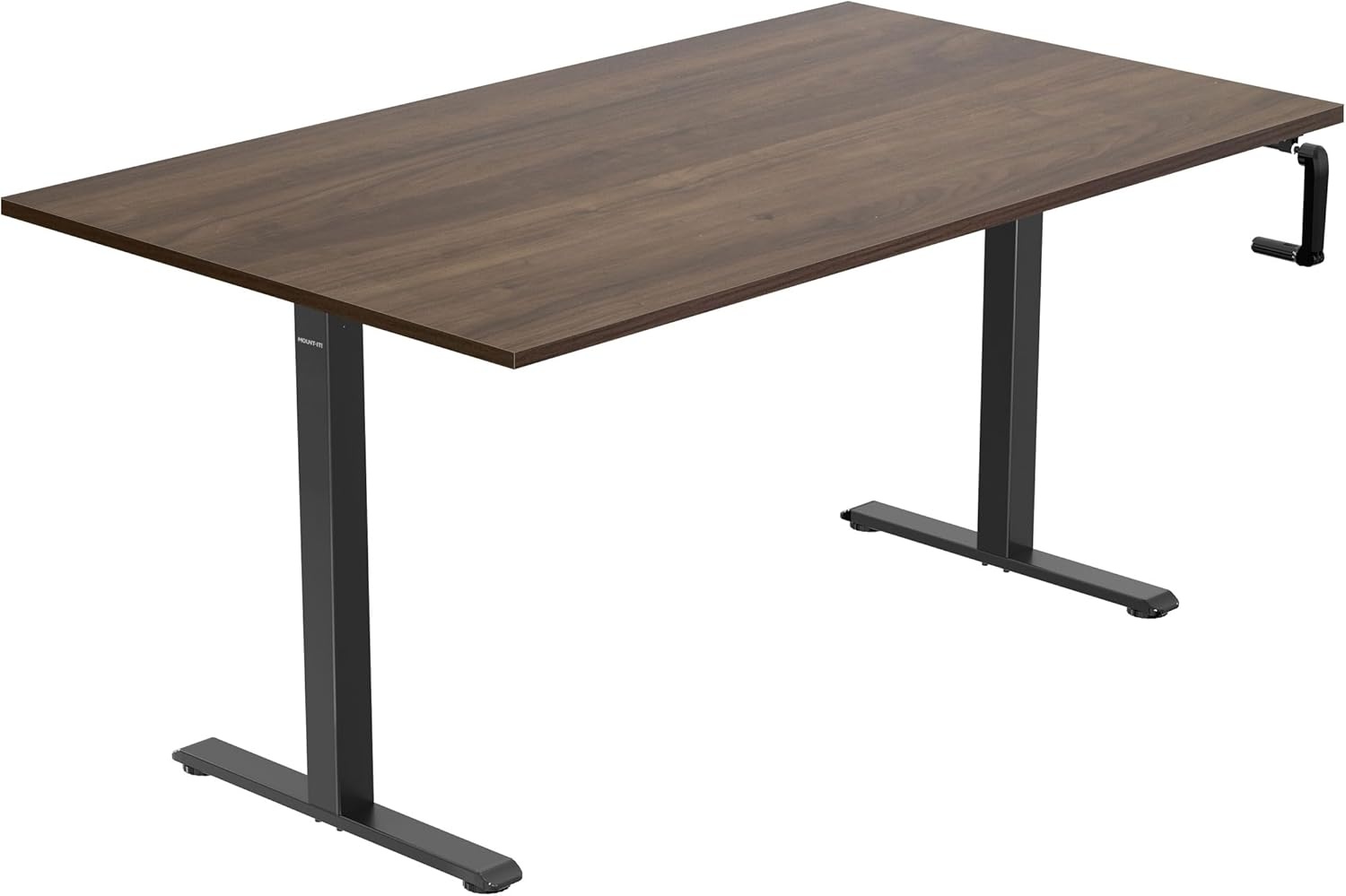 image:imageMountIt Hand Crank Standing Desk with 55 OnePiece Tabletop Crank Standing Desk for Home Office SitStand Workstation 132 lb Foldable Handle Black FrameAdrift