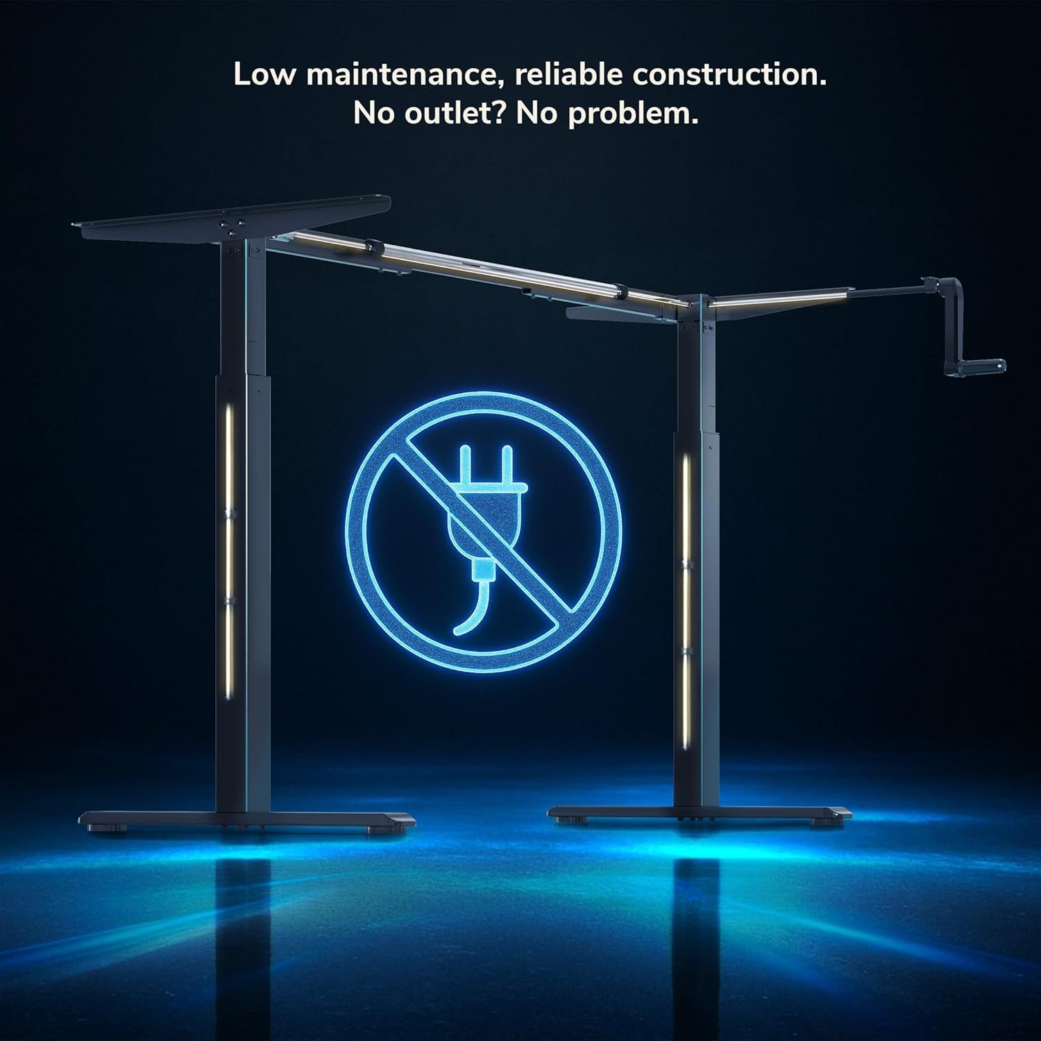 image:imageMountIt Hand Crank Standing Desk with 55 OnePiece Tabletop Crank Standing Desk for Home Office SitStand Workstation 132 lb Foldable Handle Black FrameMaple