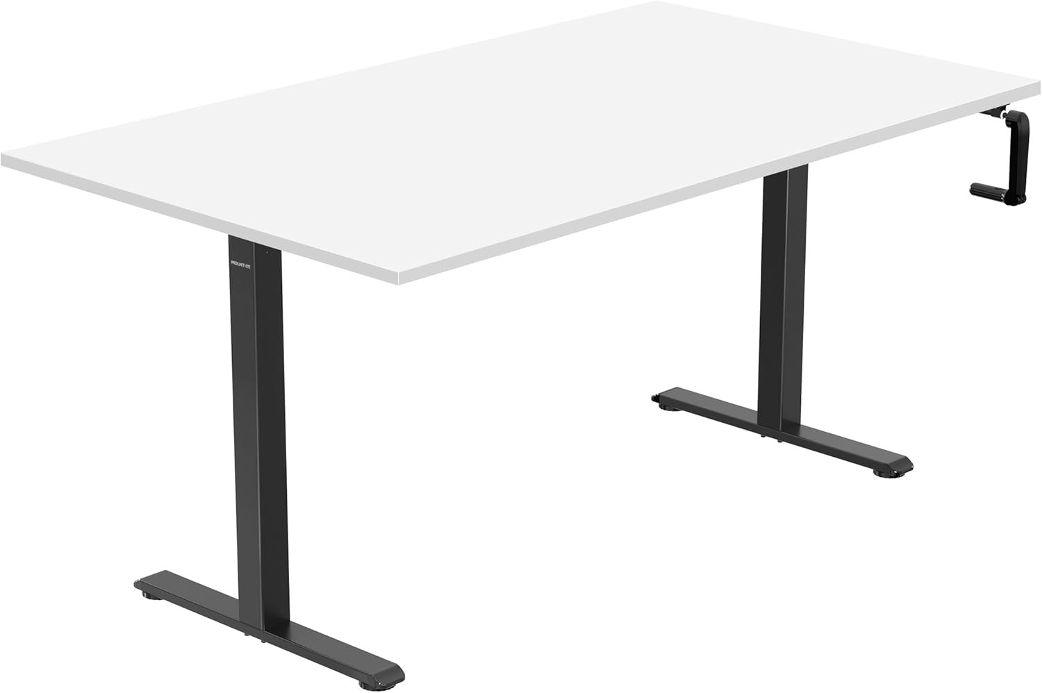 image:imageMountIt Hand Crank Standing Desk with 55 OnePiece Tabletop Crank Standing Desk for Home Office SitStand Workstation 132 lb Foldable Handle Black FrameWhite