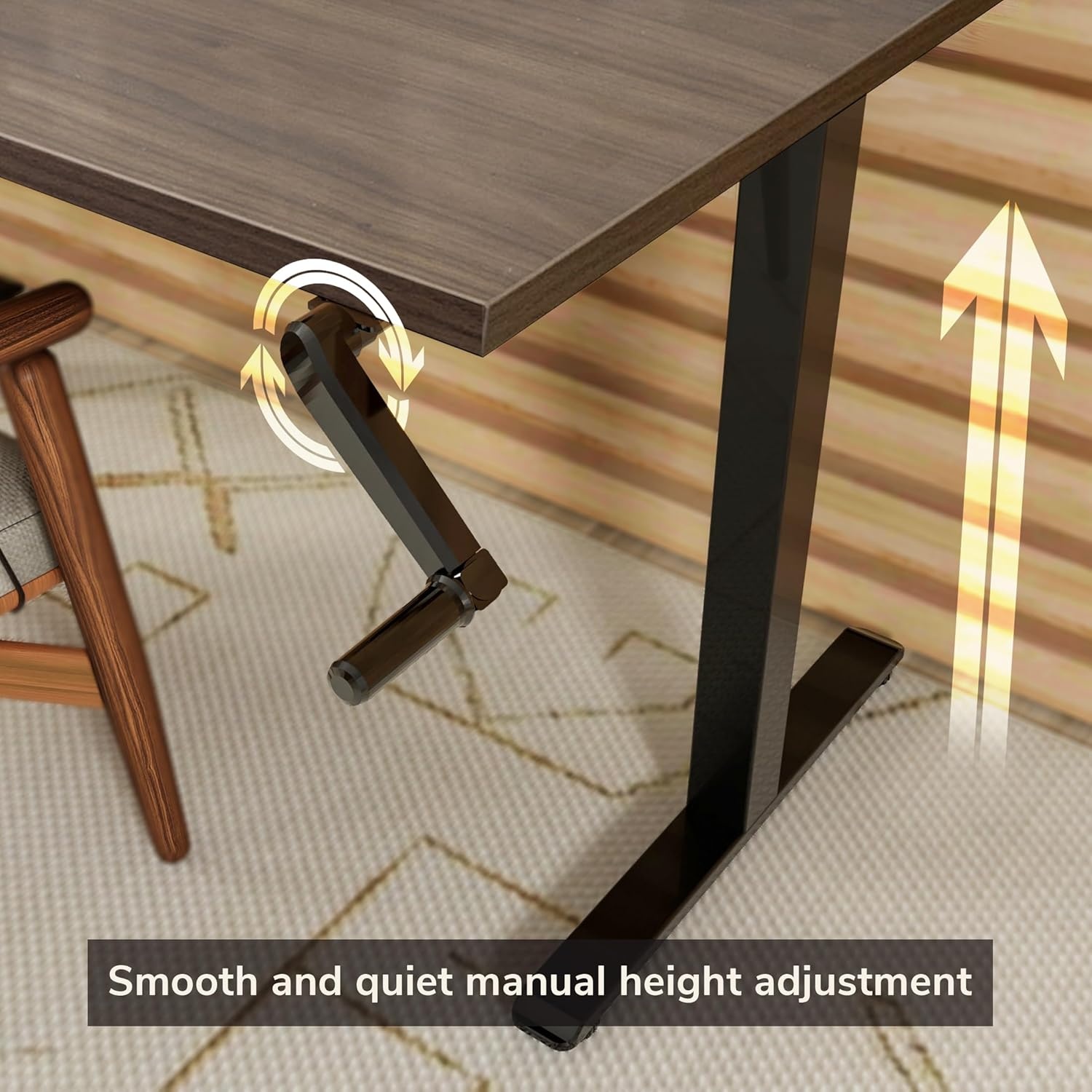 image:imageMountIt Hand Crank Standing Desk with 55 OnePiece Tabletop Crank Standing Desk for Home Office SitStand Workstation 132 lb Foldable Handle Black FrameAdrift