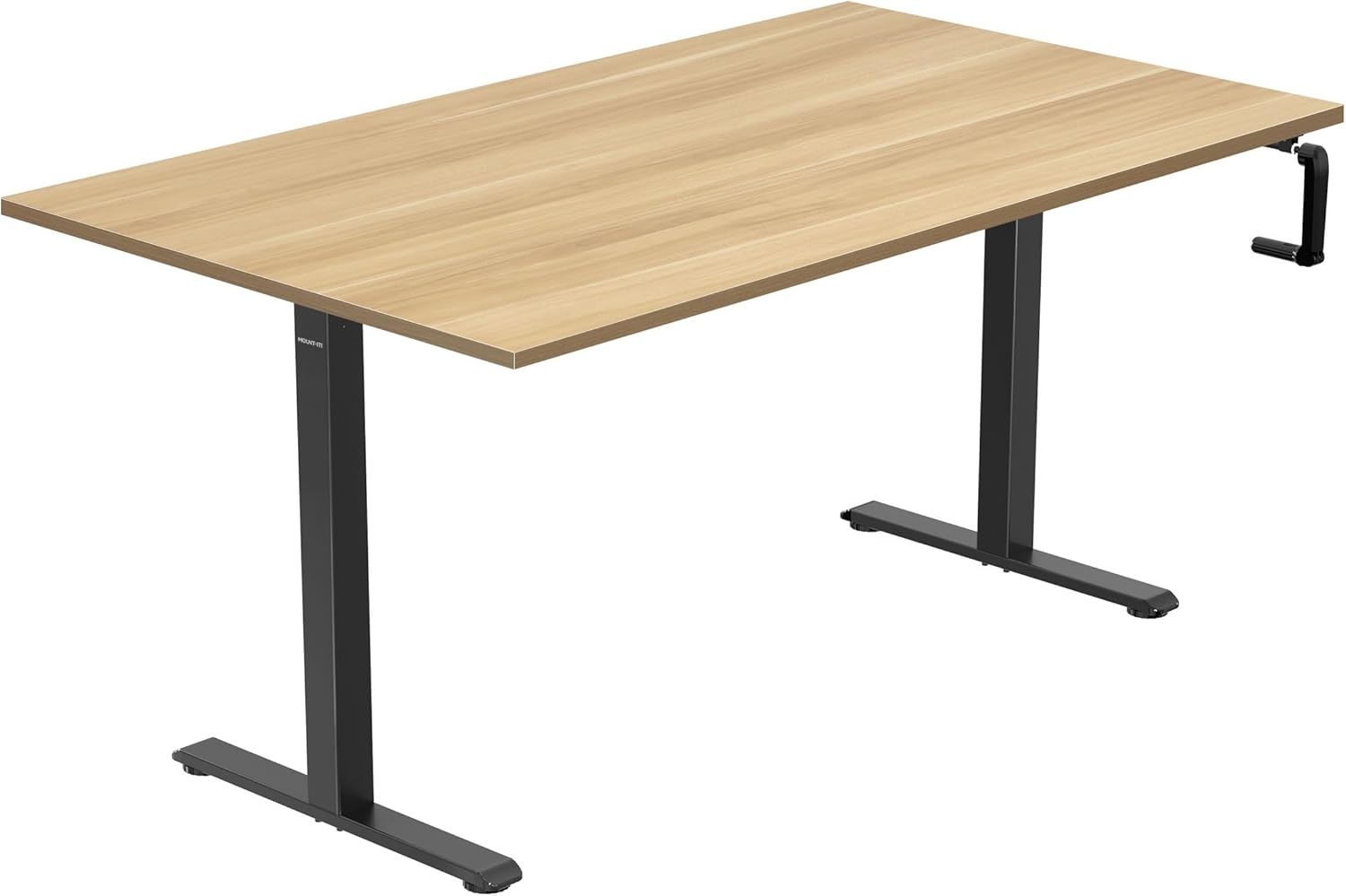 image:imageMountIt Hand Crank Standing Desk with 55 OnePiece Tabletop Crank Standing Desk for Home Office SitStand Workstation 132 lb Foldable Handle Black FrameMaple