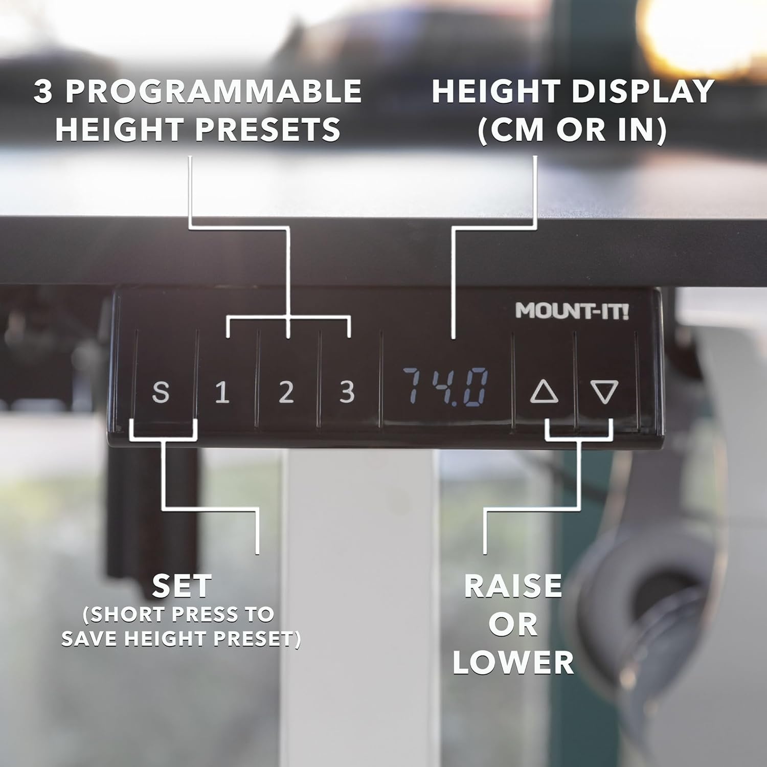 image:imageMountIt L Shaped Standing Desk Extra Large 75 x 63 Electric Corner Standing Desk Height Adjustable from 283 to 465 3 Memory Settings White Solid Steel Frame Black TabletopWhite Frame Black Top