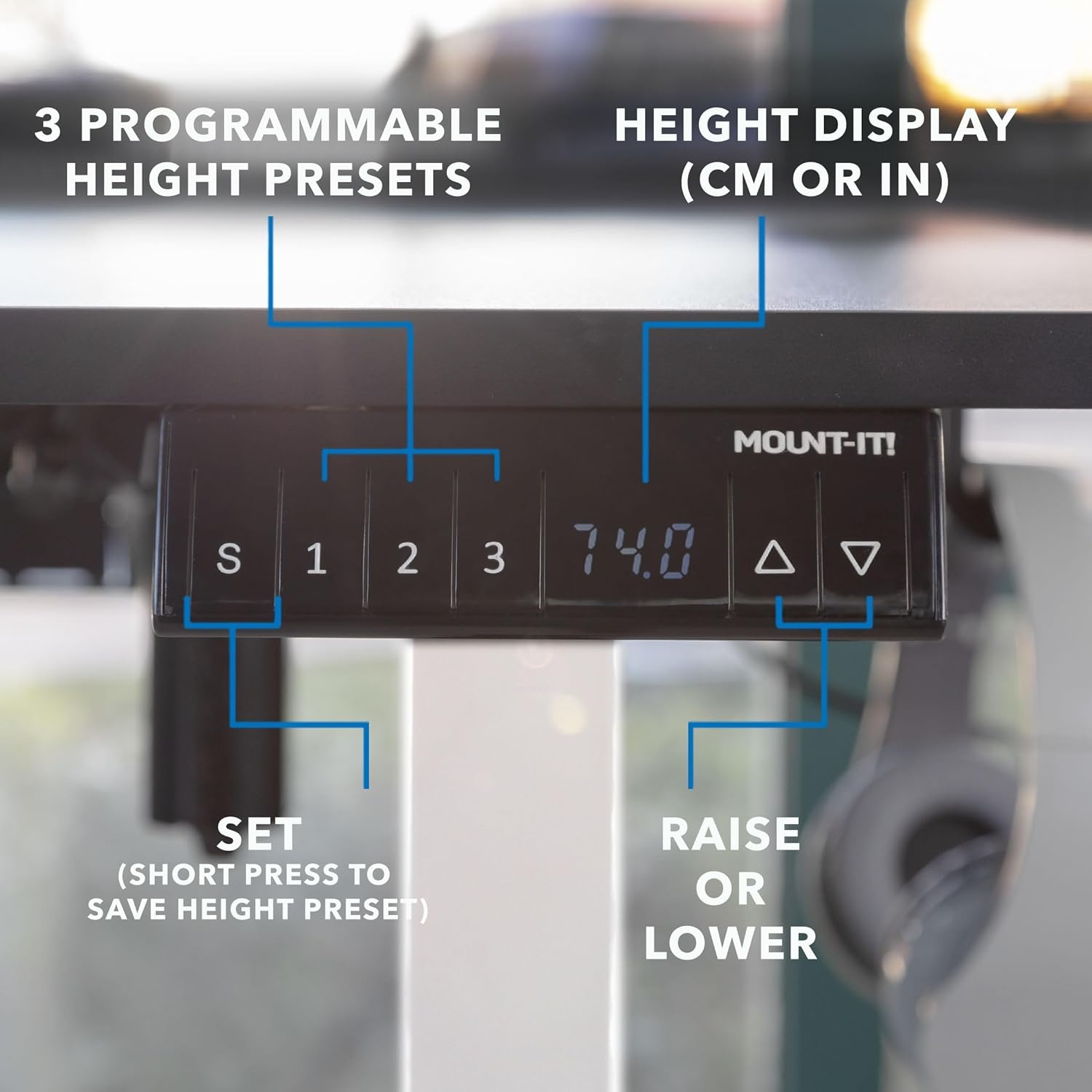 image:imageMountIt L Shaped Standing Desk Extra Large 75 x 63 Electric Corner Standing Desk Height Adjustable from 283 to 465 3 Memory Settings White Solid Steel Frame Black TabletopWhite Frame Black Top