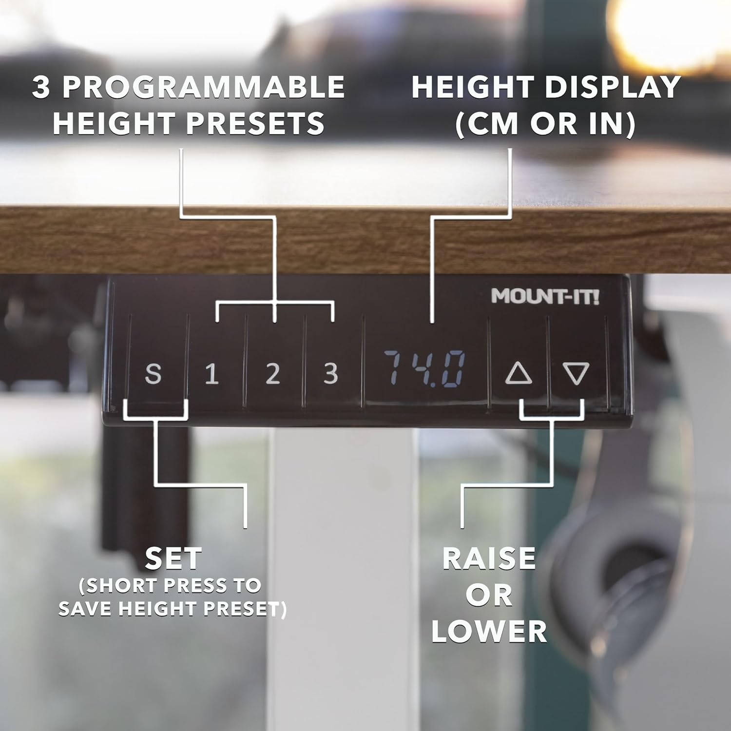 image:imageMountIt L Shaped Standing Desk Extra Large 75 x 63 Electric Corner Standing Desk Height Adjustable from 283 to 465 3 Memory Settings White Solid Steel Frame Black TabletopWhite Frame Rustic Top
