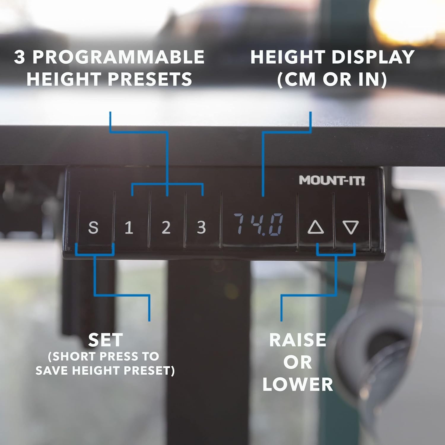image:imageMountIt L Shaped Standing Desk Extra Large 75 x 63 Electric Corner Standing Desk Height Adjustable from 283 to 465 3 Memory Settings White Solid Steel Frame Black TabletopBlack Frame Black Top