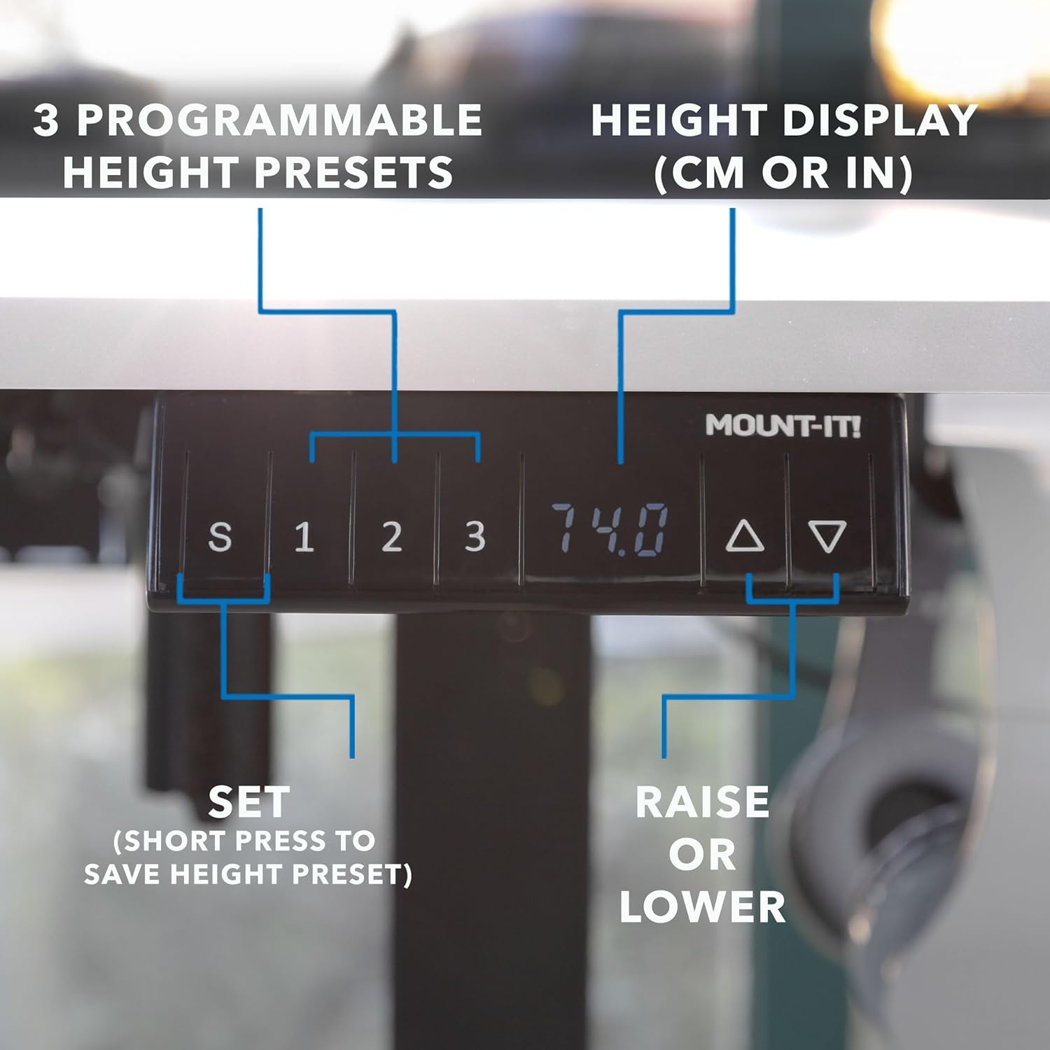 image:imageMountIt L Shaped Standing Desk Extra Large 75 x 63 Electric Corner Standing Desk Height Adjustable from 283 to 465 3 Memory Settings White Solid Steel Frame Black TabletopBlack Frame White Top