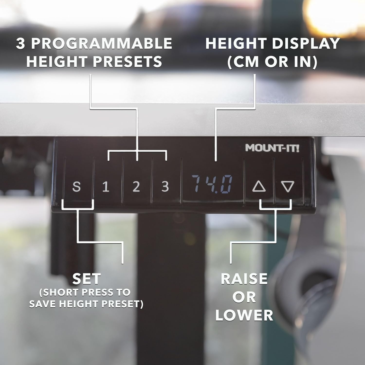 image:imageMountIt L Shaped Standing Desk Extra Large 75 x 63 Electric Corner Standing Desk Height Adjustable from 283 to 465 3 Memory Settings White Solid Steel Frame Black TabletopBlack Frame White Top