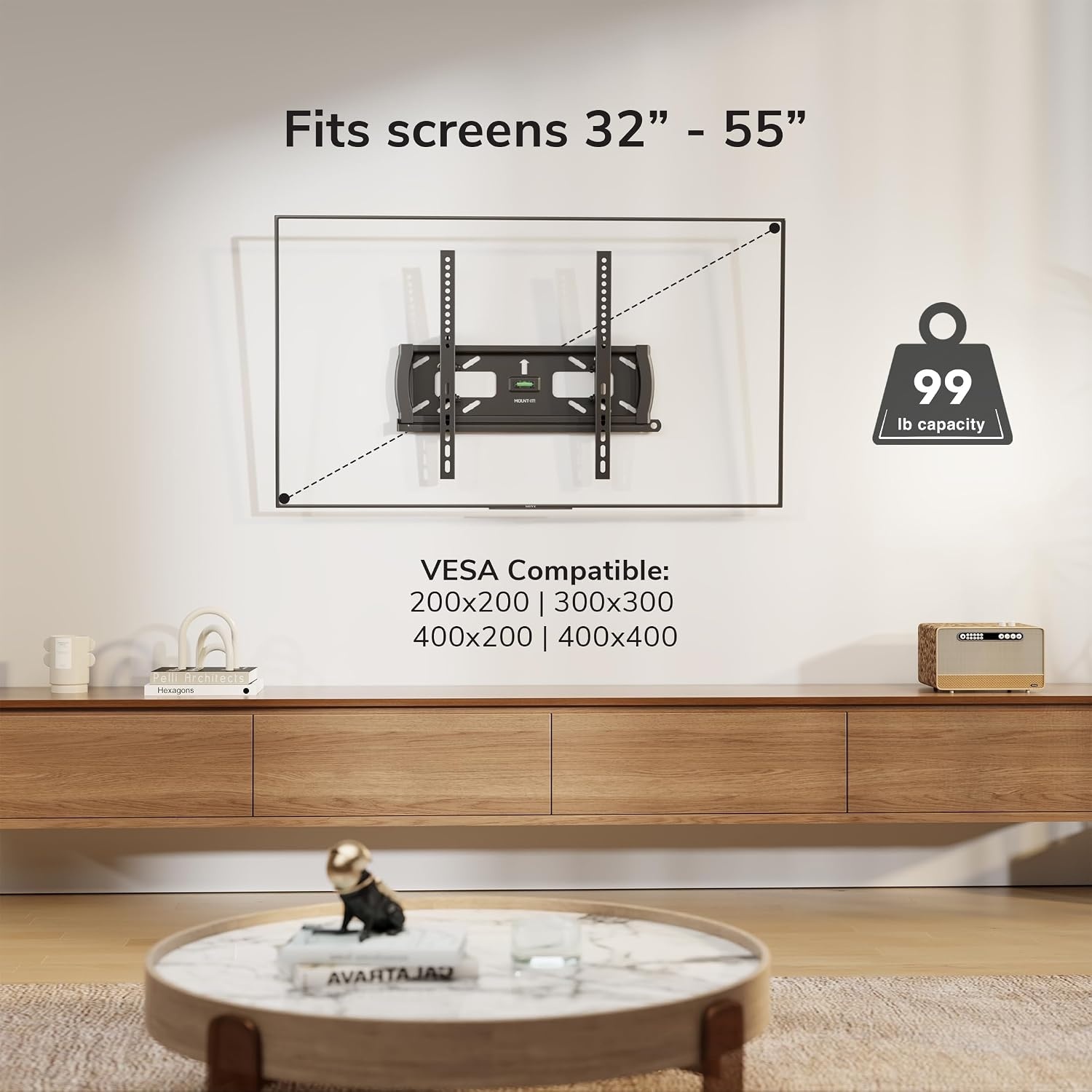 image:imageMountIt Lockable TV Wall Mount with AntiTheft Security Bar UL Certified Tilting Display Bracket for 3255 Inch Flat Screen TVs with VESA 200 400mm CommercialGrade VESA Mount Holds up to 99 lbs