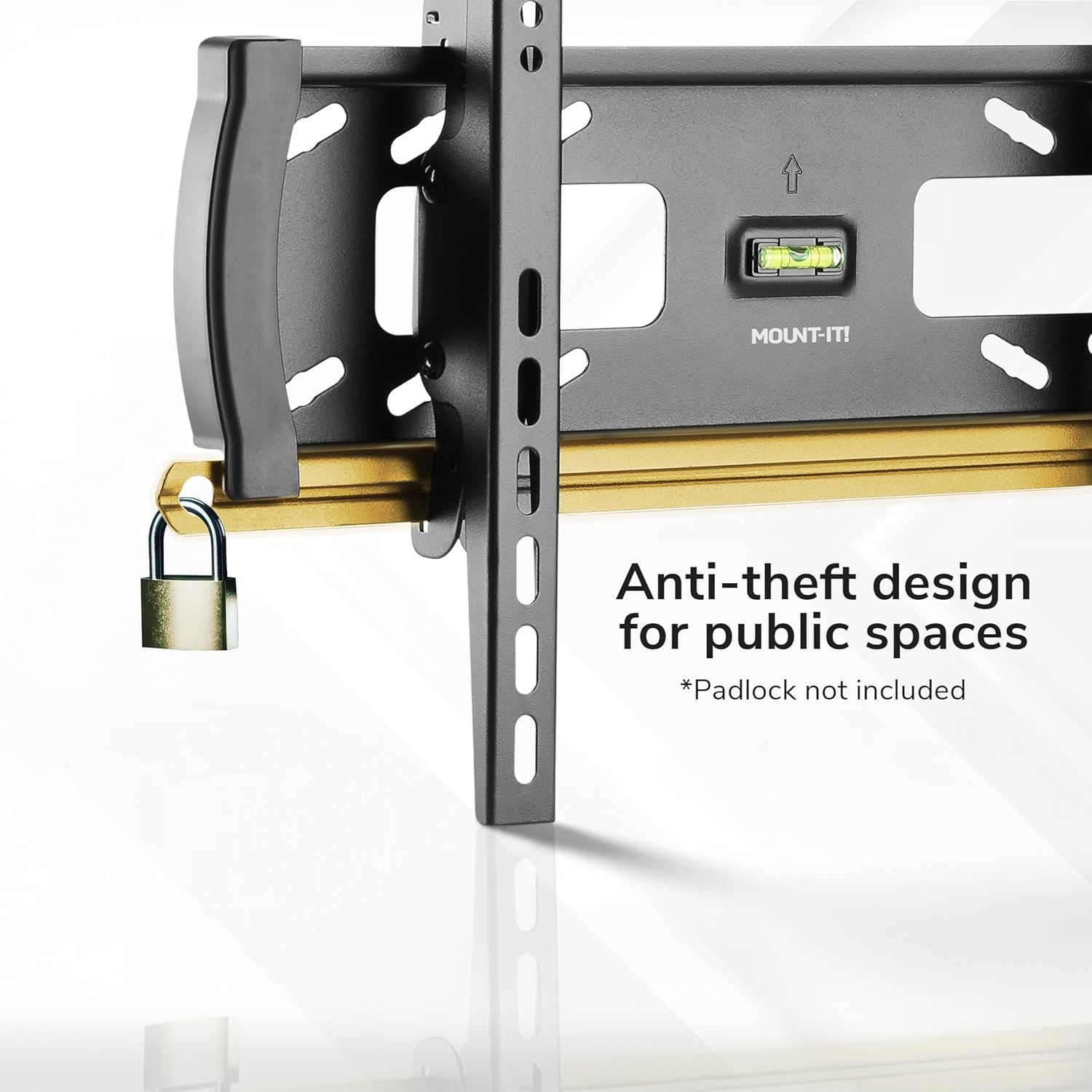 image:imageMountIt Lockable TV Wall Mount with AntiTheft Security Bar UL Certified Tilting Display Bracket for 3255 Inch Flat Screen TVs with VESA 200 400mm CommercialGrade VESA Mount Holds up to 99 lbs