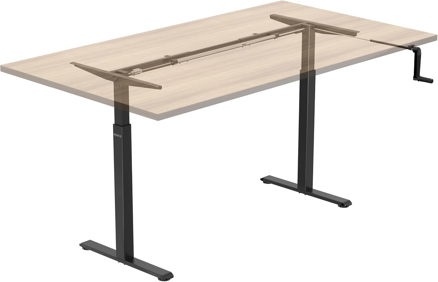 image:imageMountIt Manual Standing Desk Frame with Hand Crank Adjustable Height SitStand Desk Base for 4872 Inch Tops 132 lb Capacity PowerFree Ergonomic Frame Black Frame Only