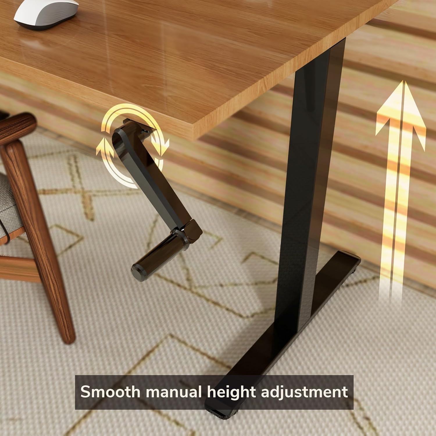 image:imageMountIt Manual Standing Desk Frame with Hand Crank Adjustable Height SitStand Desk Base for 4872 Inch Tops 132 lb Capacity PowerFree Ergonomic Frame Black Frame Only