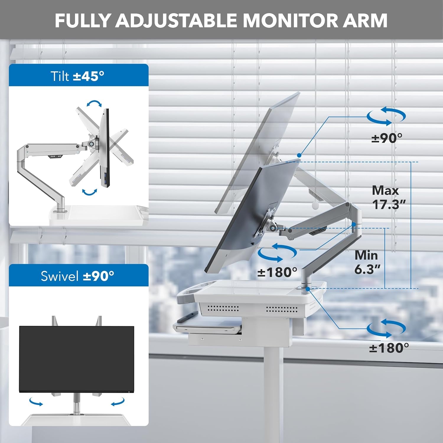 image:imageMountIt Medical Cart with Monitor Arm