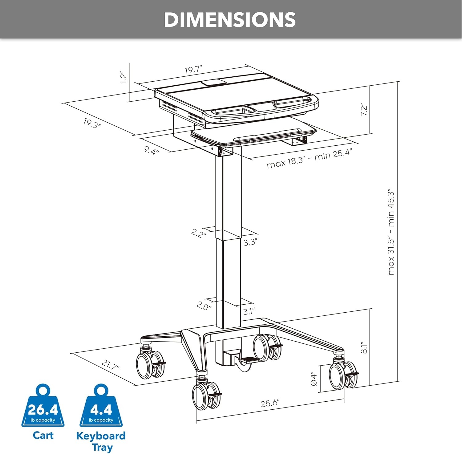 image:imageMountIt Medical Cart with Monitor Arm