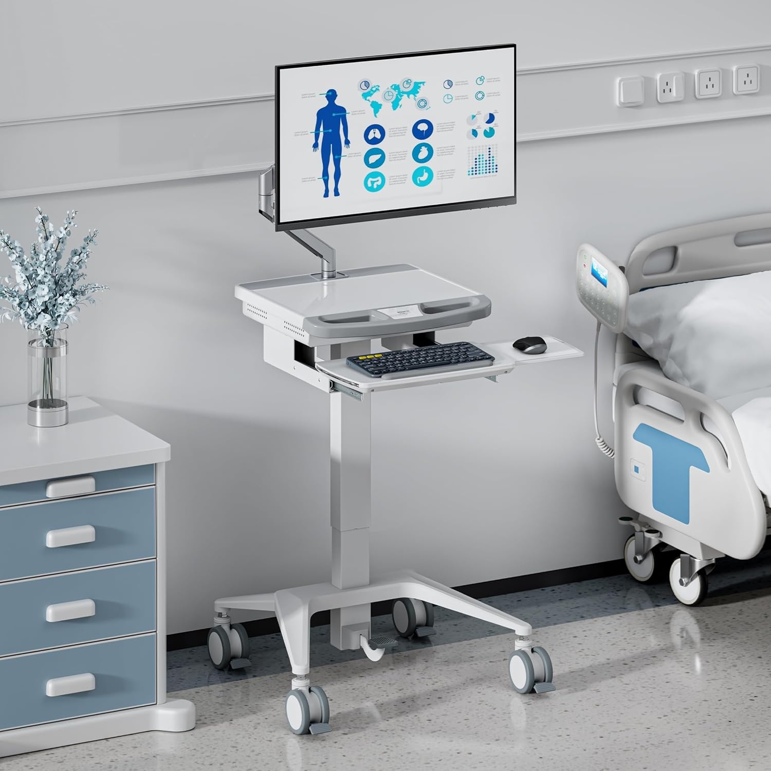 image:imageMountIt Medical Cart with Monitor Arm