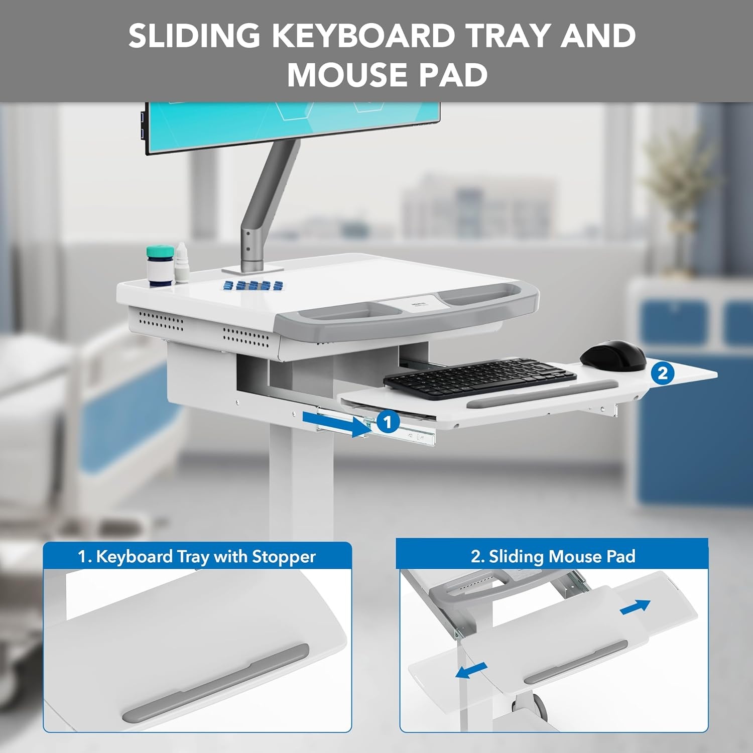 image:imageMountIt Medical Cart with Monitor Arm