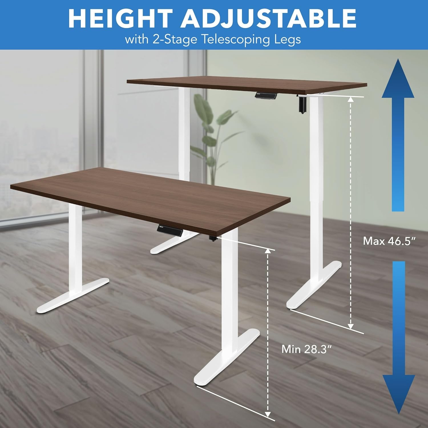 image:imageMountIt Motorized Electric Standing Desk Frame Standing Desk Legs Raise up to 465 Sit Stand Desk Legs Adjustable Height with Memory Controller Home and Office DIY Workstation in WhiteWhite