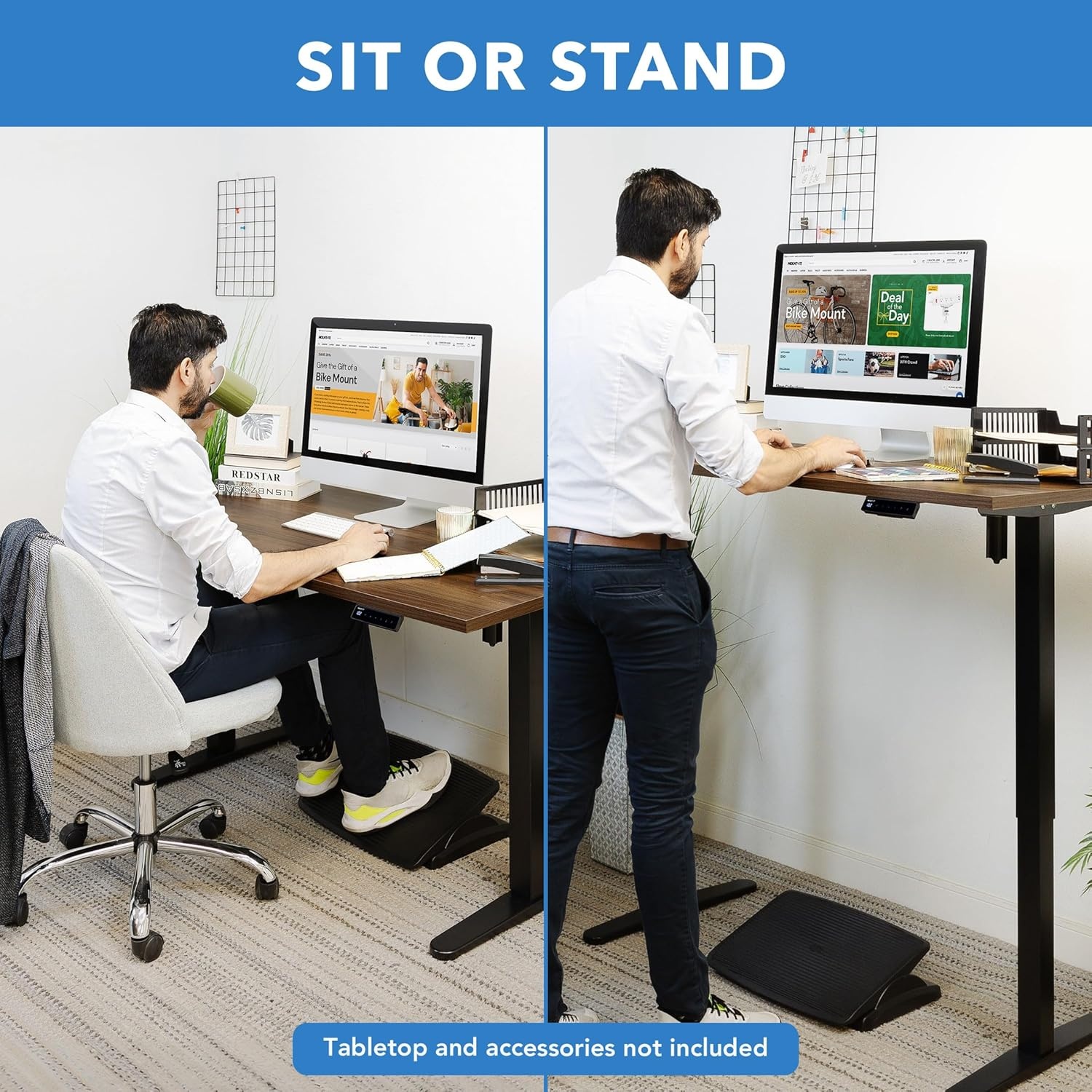 image:imageMountIt Motorized Electric Standing Desk Frame Standing Desk Legs Raise up to 465 Sit Stand Desk Legs Adjustable Height with Memory Controller Home and Office DIY Workstation in WhiteBlack