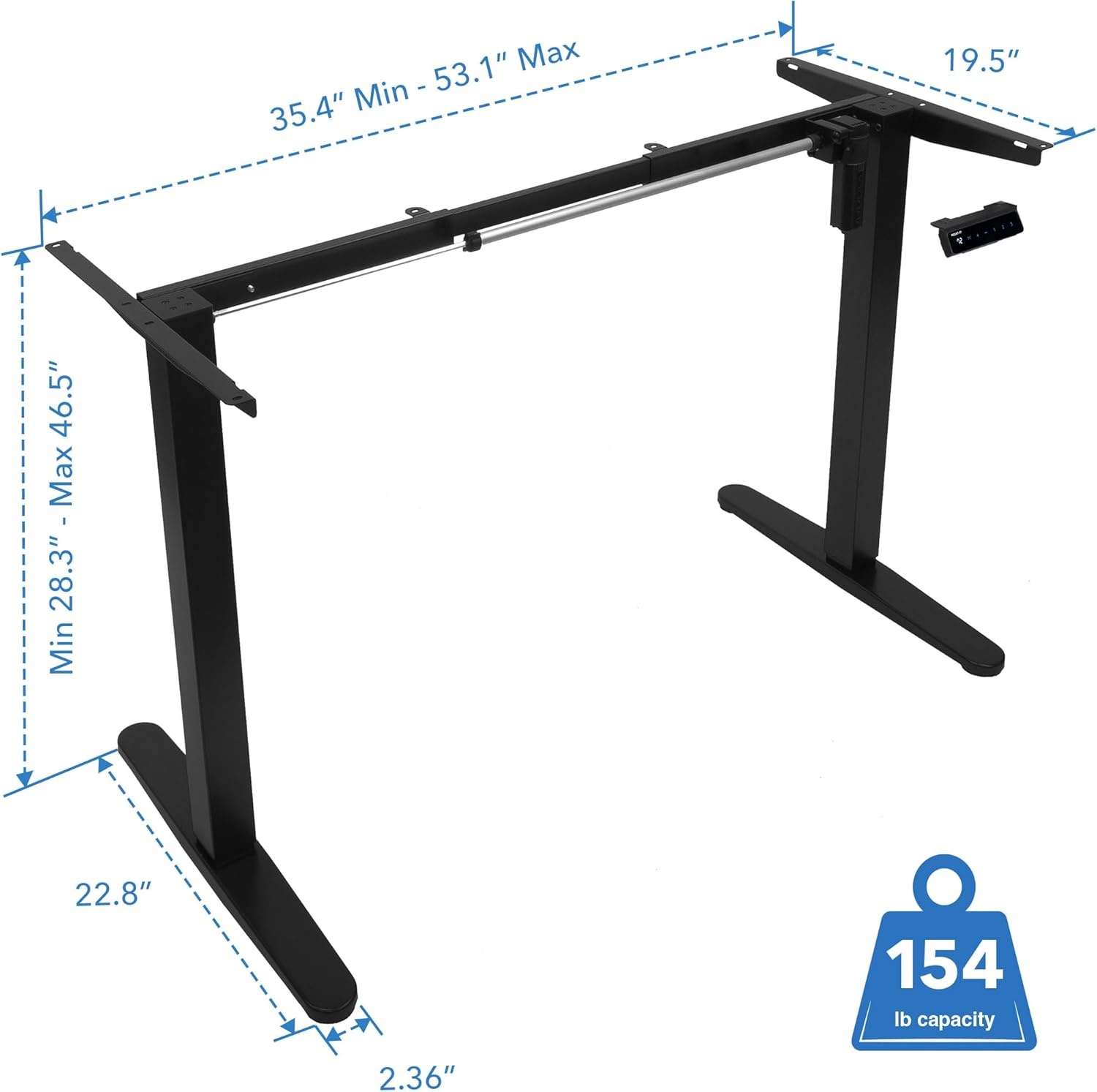 image:imageMountIt Motorized Electric Standing Desk Frame Standing Desk Legs Raise up to 465 Sit Stand Desk Legs Adjustable Height with Memory Controller Home and Office DIY Workstation in WhiteBlack