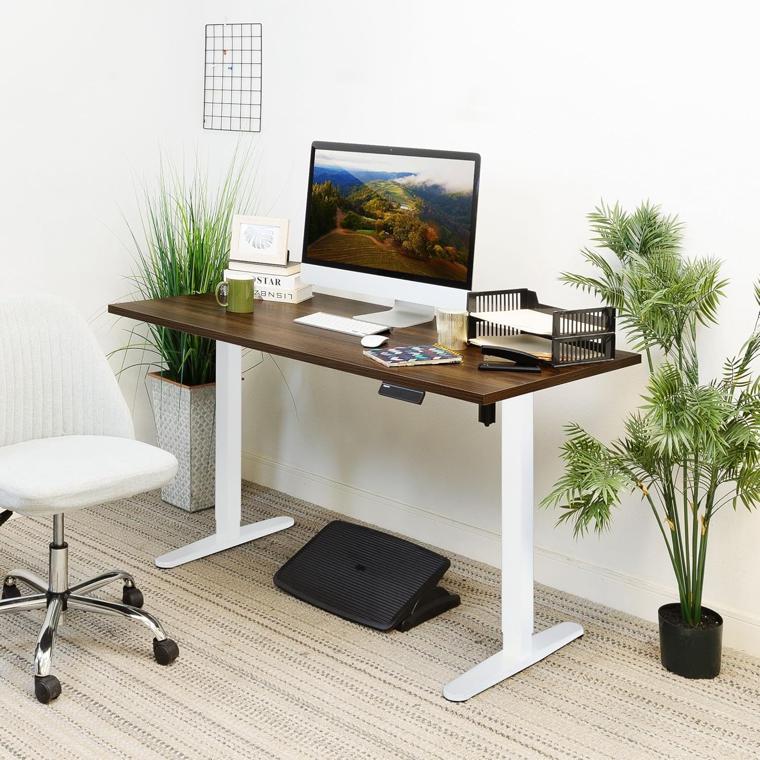 image:imageMountIt Motorized Electric Standing Desk Frame Standing Desk Legs Raise up to 465 Sit Stand Desk Legs Adjustable Height with Memory Controller Home and Office DIY Workstation in WhiteWhite