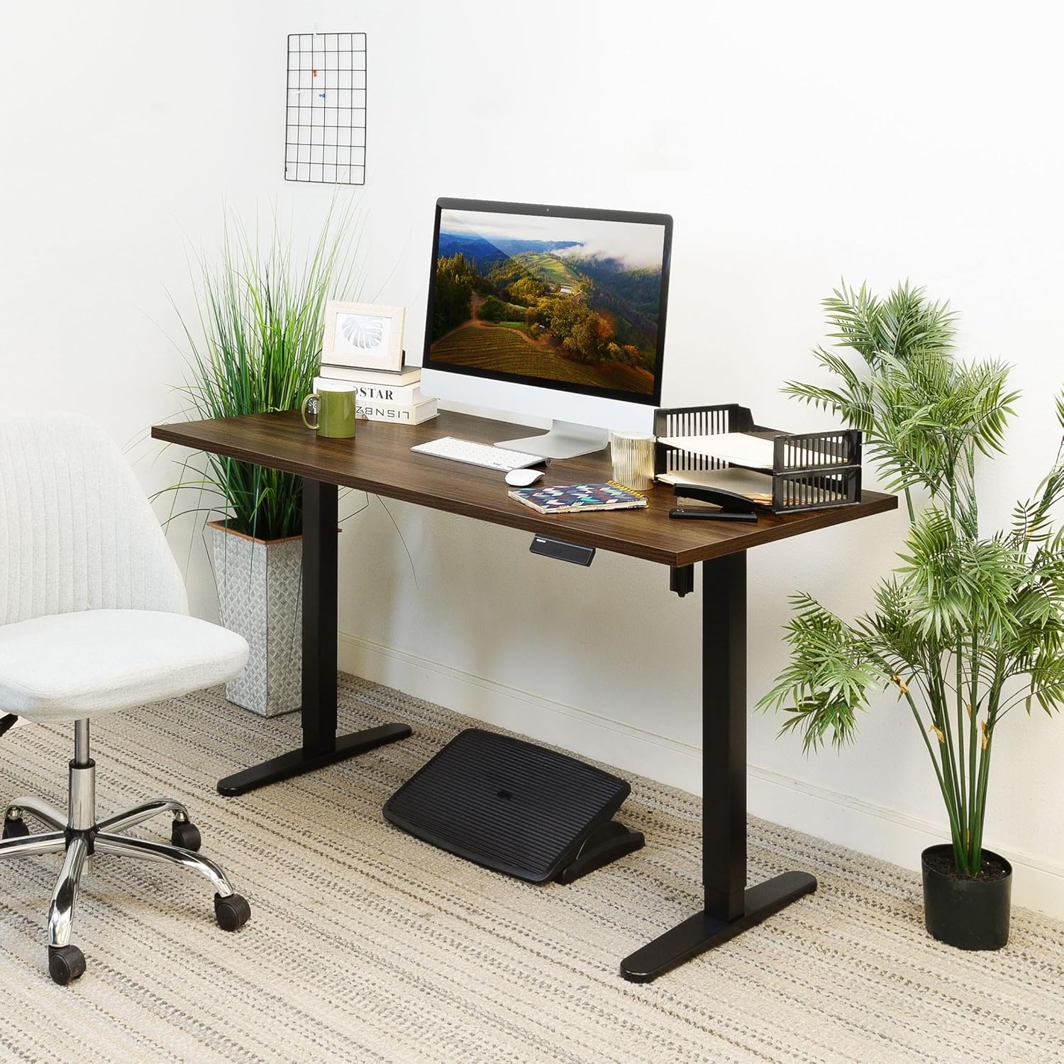 image:imageMountIt Motorized Electric Standing Desk Frame Standing Desk Legs Raise up to 465 Sit Stand Desk Legs Adjustable Height with Memory Controller Home and Office DIY Workstation in WhiteBlack