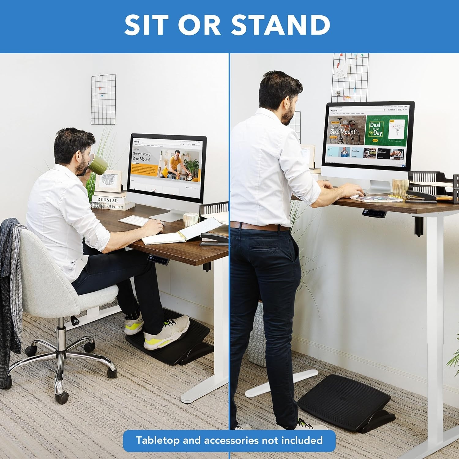 image:imageMountIt Motorized Electric Standing Desk Frame Standing Desk Legs Raise up to 465 Sit Stand Desk Legs Adjustable Height with Memory Controller Home and Office DIY Workstation in WhiteWhite