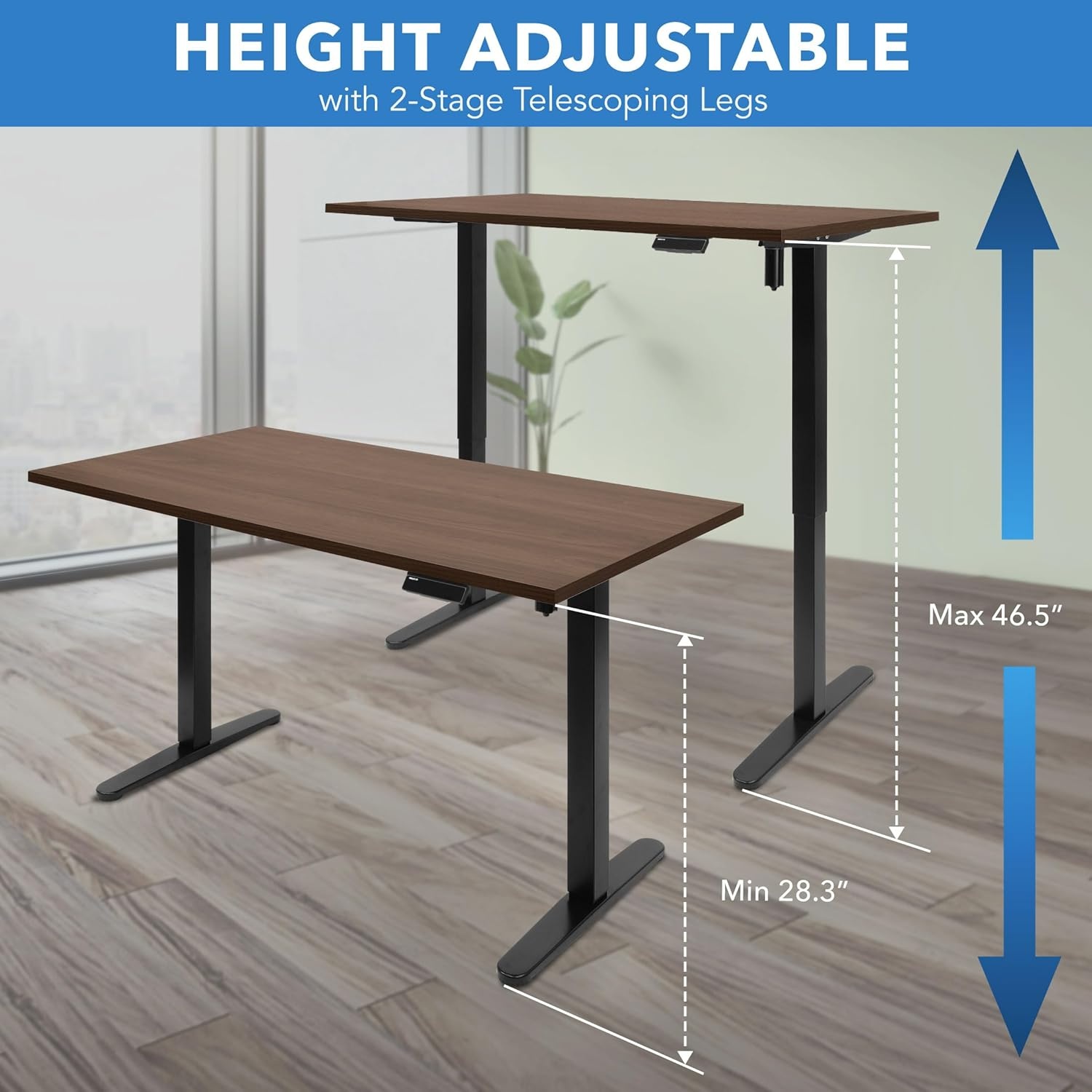 image:imageMountIt Motorized Electric Standing Desk Frame Standing Desk Legs Raise up to 465 Sit Stand Desk Legs Adjustable Height with Memory Controller Home and Office DIY Workstation in WhiteBlack