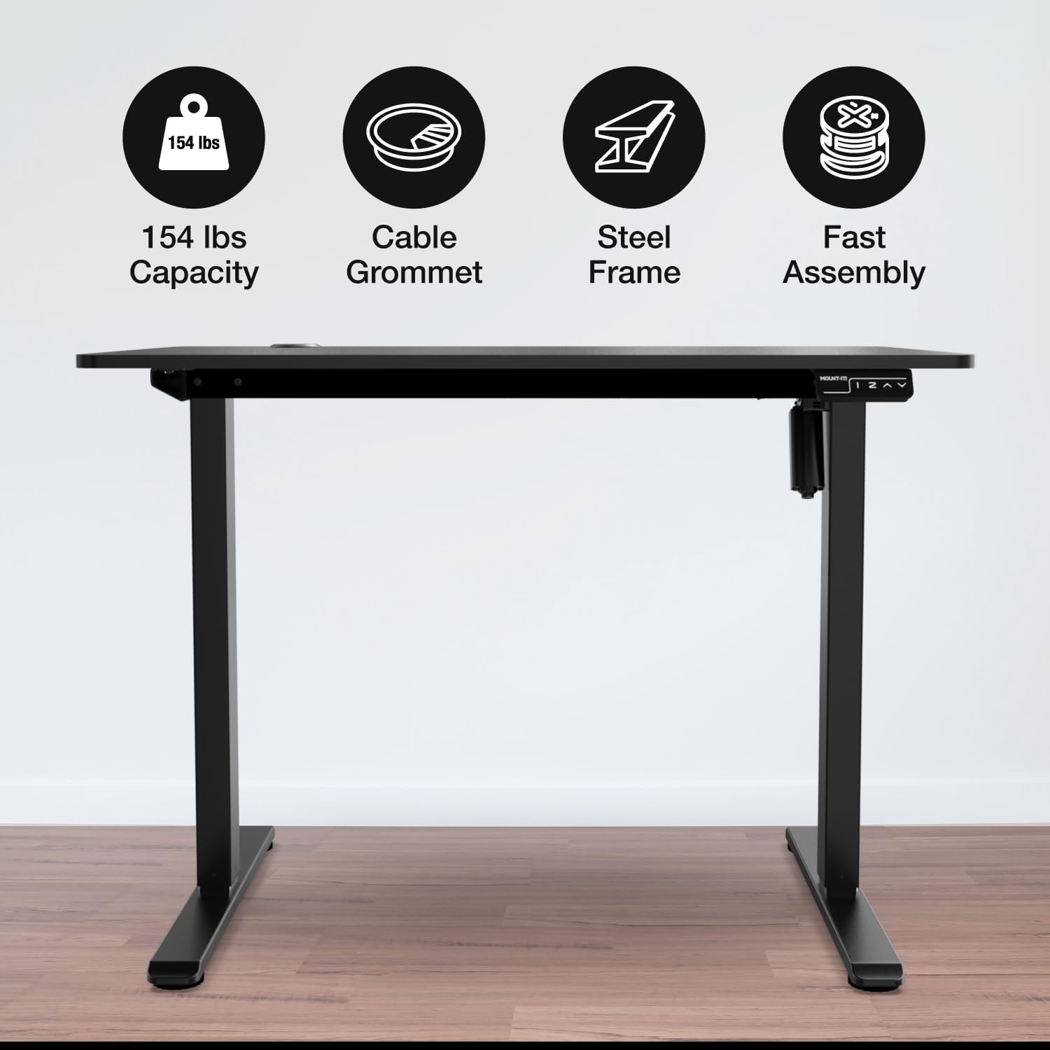 image:imageMountIt Motorized Standing Desk 40x24 Height Adjustable Sit to Stand Desk for Home Office Compact Ergonomic Workstation with Memory Presets Black Frame with Hazelnut Woodgrain TopBlack
