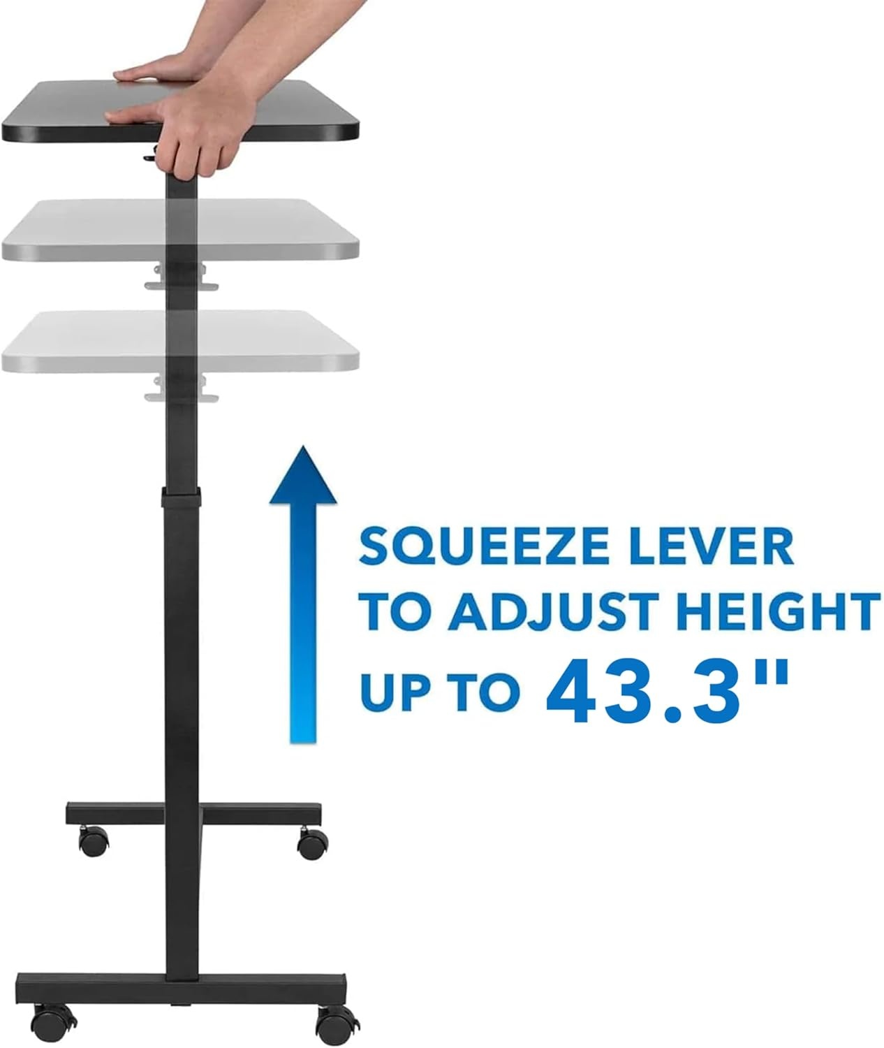 image:imageMountIt Overbed Table with Wheels Flat Rolling Bed Side Tray Table for Medical or inHome Use Height Adjustable Hospital Table with Locking Casters