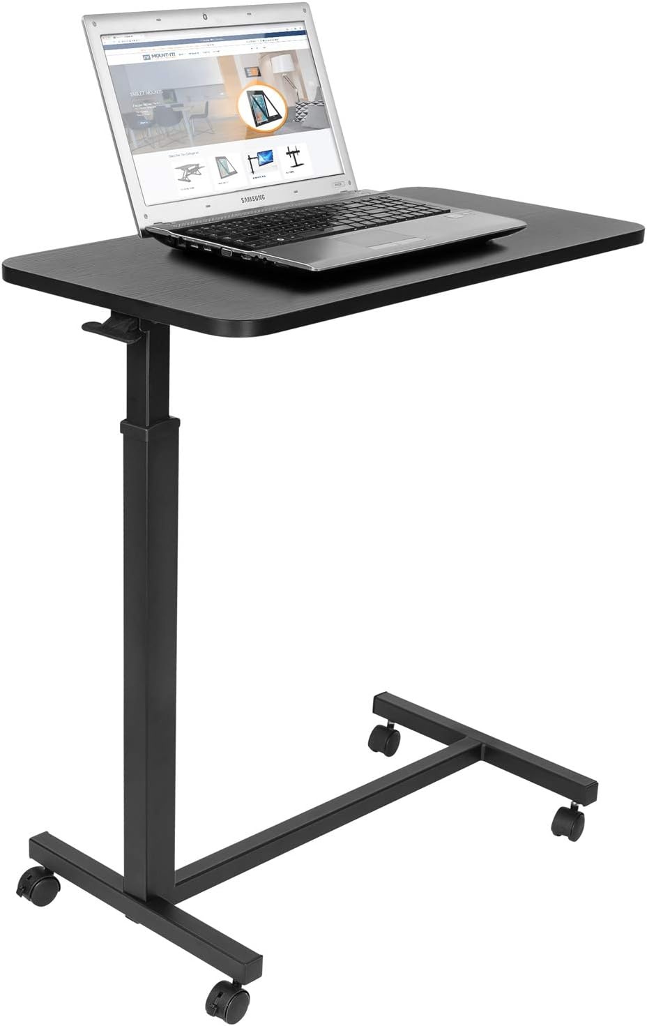 image:imageMountIt Overbed Table with Wheels Flat Rolling Bed Side Tray Table for Medical or inHome Use Height Adjustable Hospital Table with Locking Casters