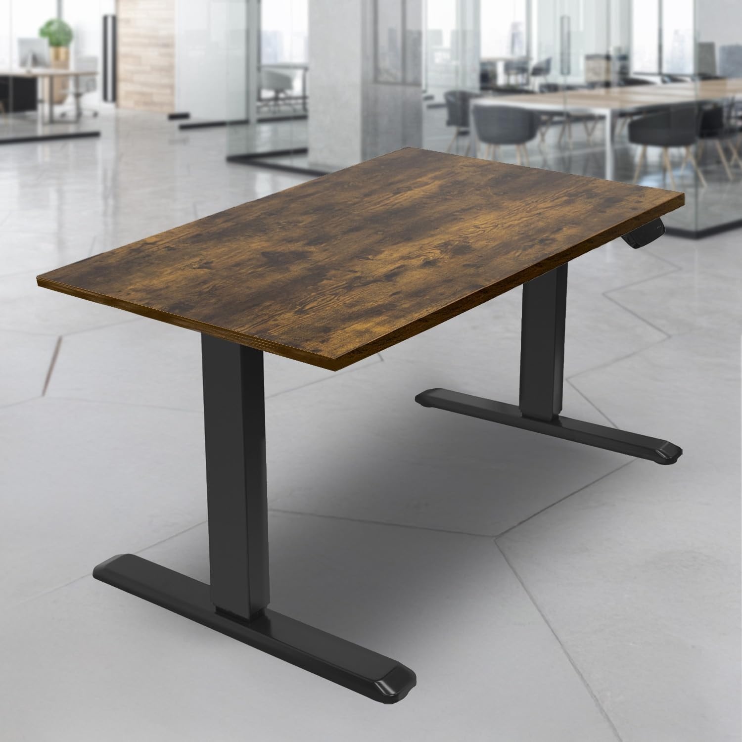 image:imageMountIt Premium Tabletop for Sit Stand Desktops 60 Wide 295 Deep 1 Thick Standing Desk Top Only with Beveled Front Edge and Cable Management CutOut Wood Table Top Slab in BlackOak