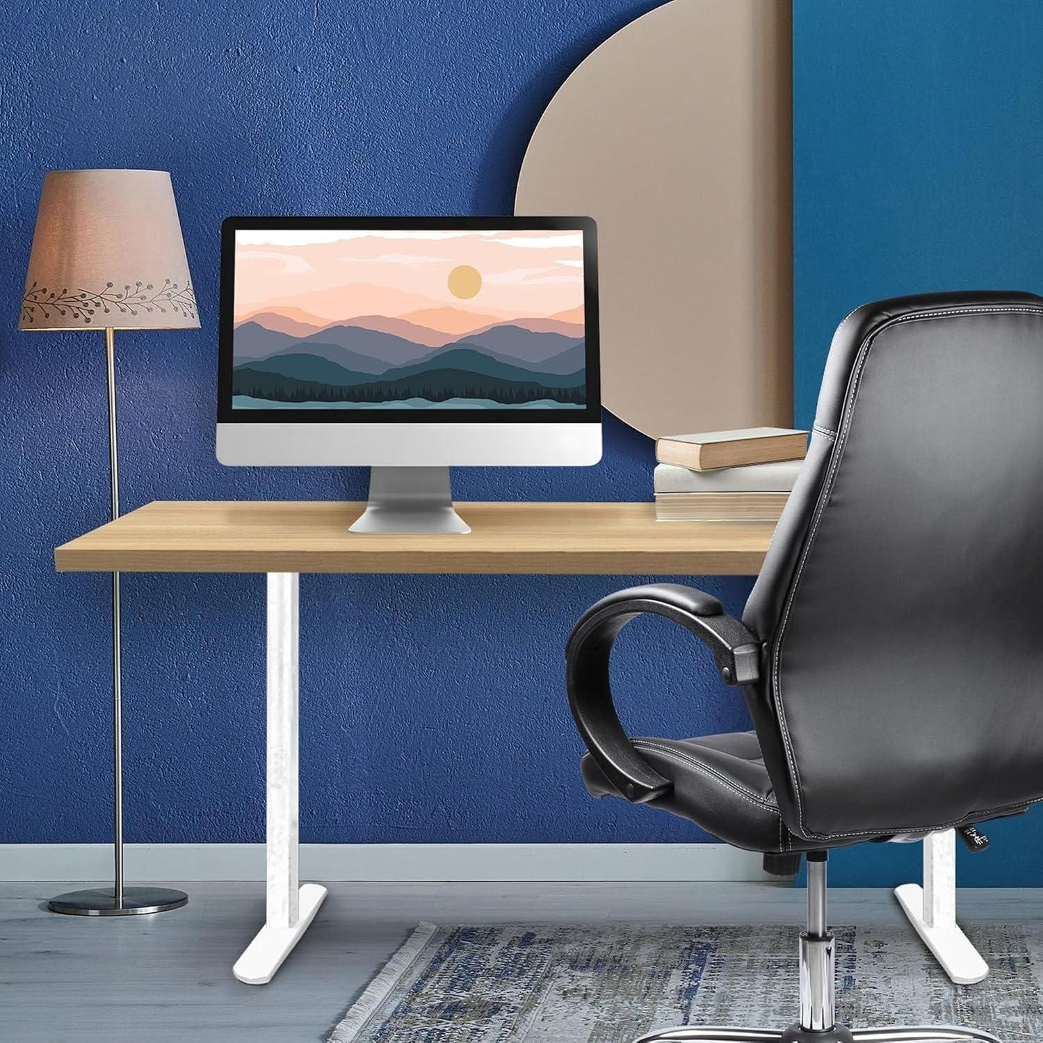 image:imageMountIt Premium Tabletop for Sit Stand Desktops 60 Wide 295 Deep 1 Thick Standing Desk Top Only with Beveled Front Edge and Cable Management CutOut Wood Table Top Slab in BlackMaple