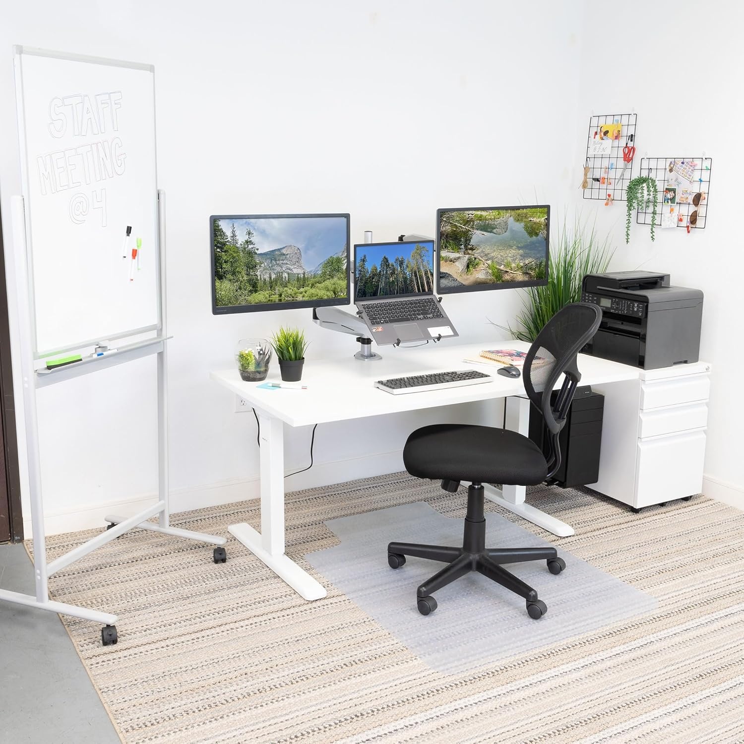 image:imageMountIt Premium Tabletop for Sit Stand Desktops 60 Wide 295 Deep 1 Thick Standing Desk Top Only with Beveled Front Edge and Cable Management CutOut Wood Table Top Slab in BlackWhite